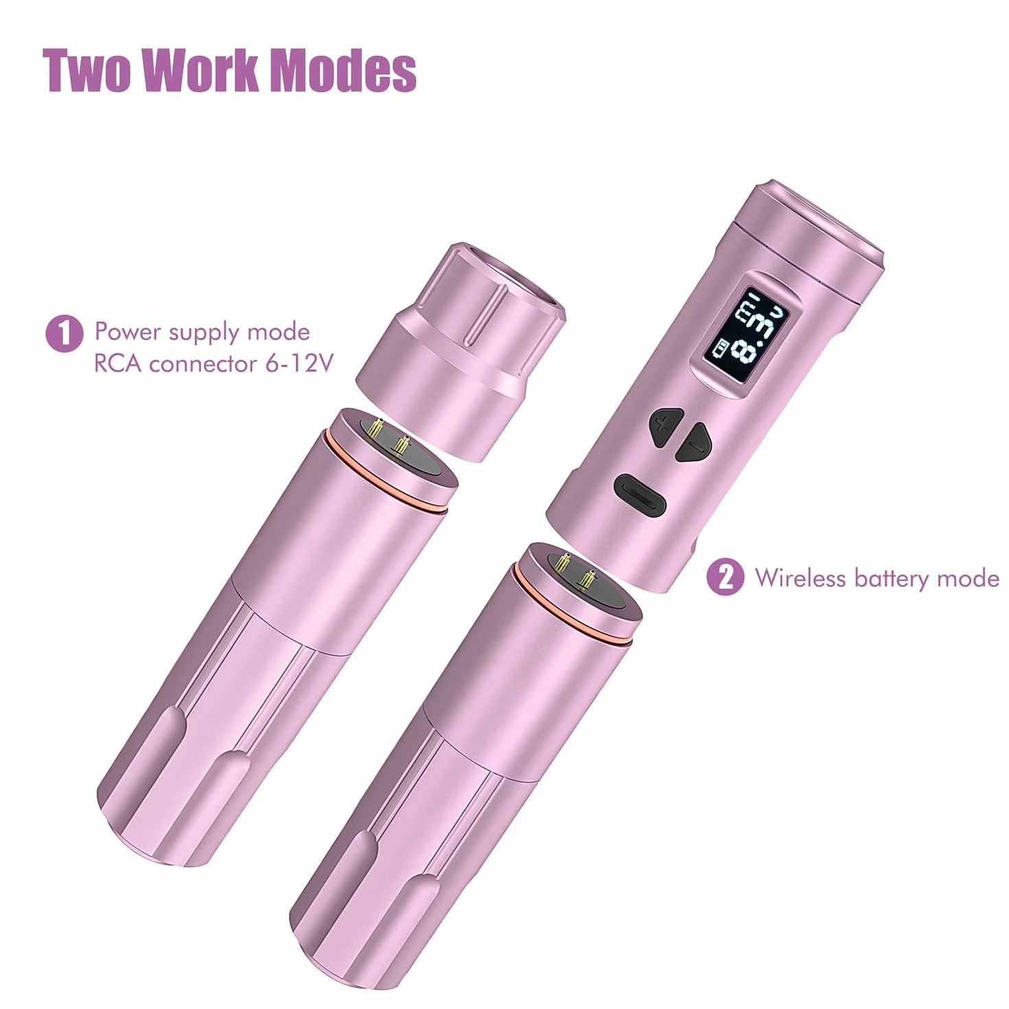 TATELF Kit de máquina de maquillaje semipermanent de Inalambrica con 2 Batería de Alimentación 10 cartuchos agujas para principiantes (Rosa)