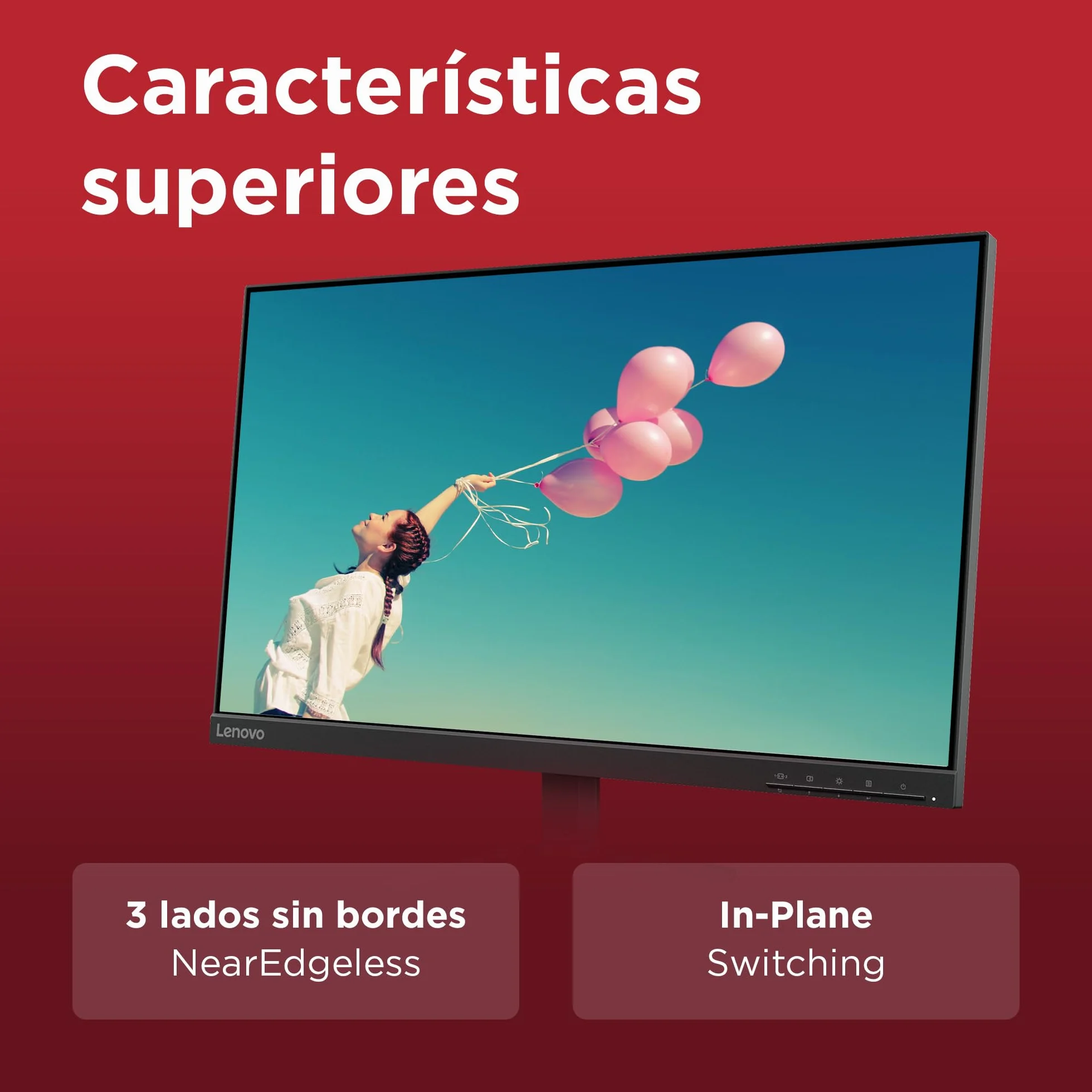 Lenovo L24-4e Monitor FHD 23.8" IPS 1920x1080 48-100Hz 4ms HDMI VGA VESA 100x100mm Inclinación Negro