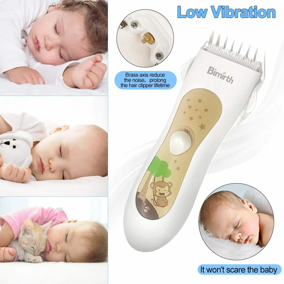 Cortapelos para niños Bimirth, cortadora de pelo silenciosa inalámbrica, recargable por USB, impermeable, 3 peines guía