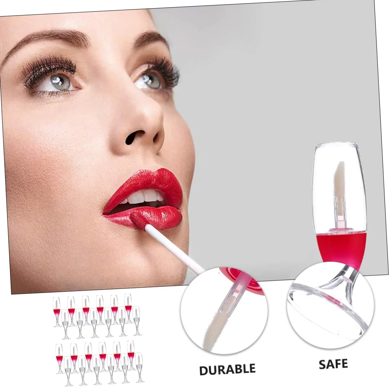 Mikinona Tubos Vacíos Para Brillo De Labios Forma De Copa De Vino Recargables Plástico Duradero Kit Para Diy Y Viaje Envases Transparentes Y Rojos Para Tintes Y 24 Piezas*3