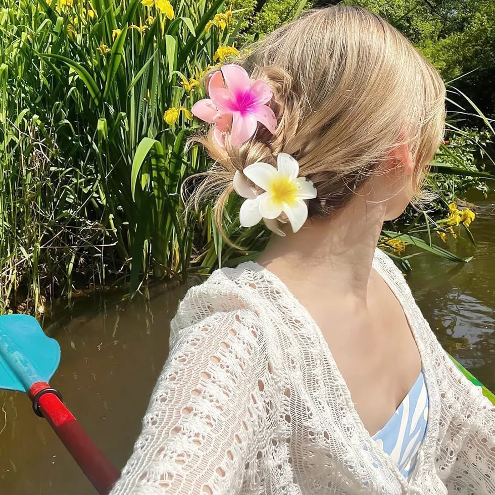 Pinzas Pelo Flor Grande 8cm Antideslizantes Mujer Niñas Hair Clips Hawaiana