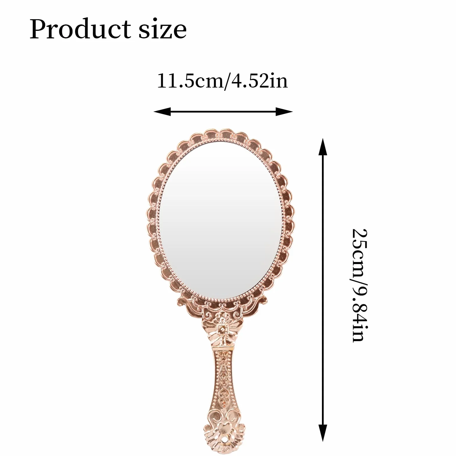Espejo de Bolsillo Vintage, Espejo de Mano, Espejo de Maquillaje (Oro Rosa)