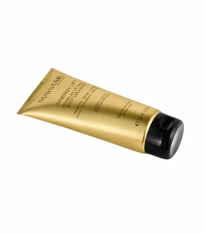 MAYSTAR SKINCARE SYNERGY LIFT BIORELAX LIFTING BODY EMULSION 200ml. Emulsión ligera con textura fundente de rápida absorción que deja la piel suave y sedosa.