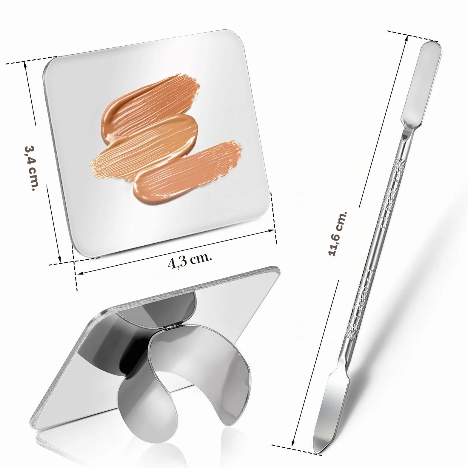 Paleta de mezcla de maquillaje de acero inoxidable para arte de uñas