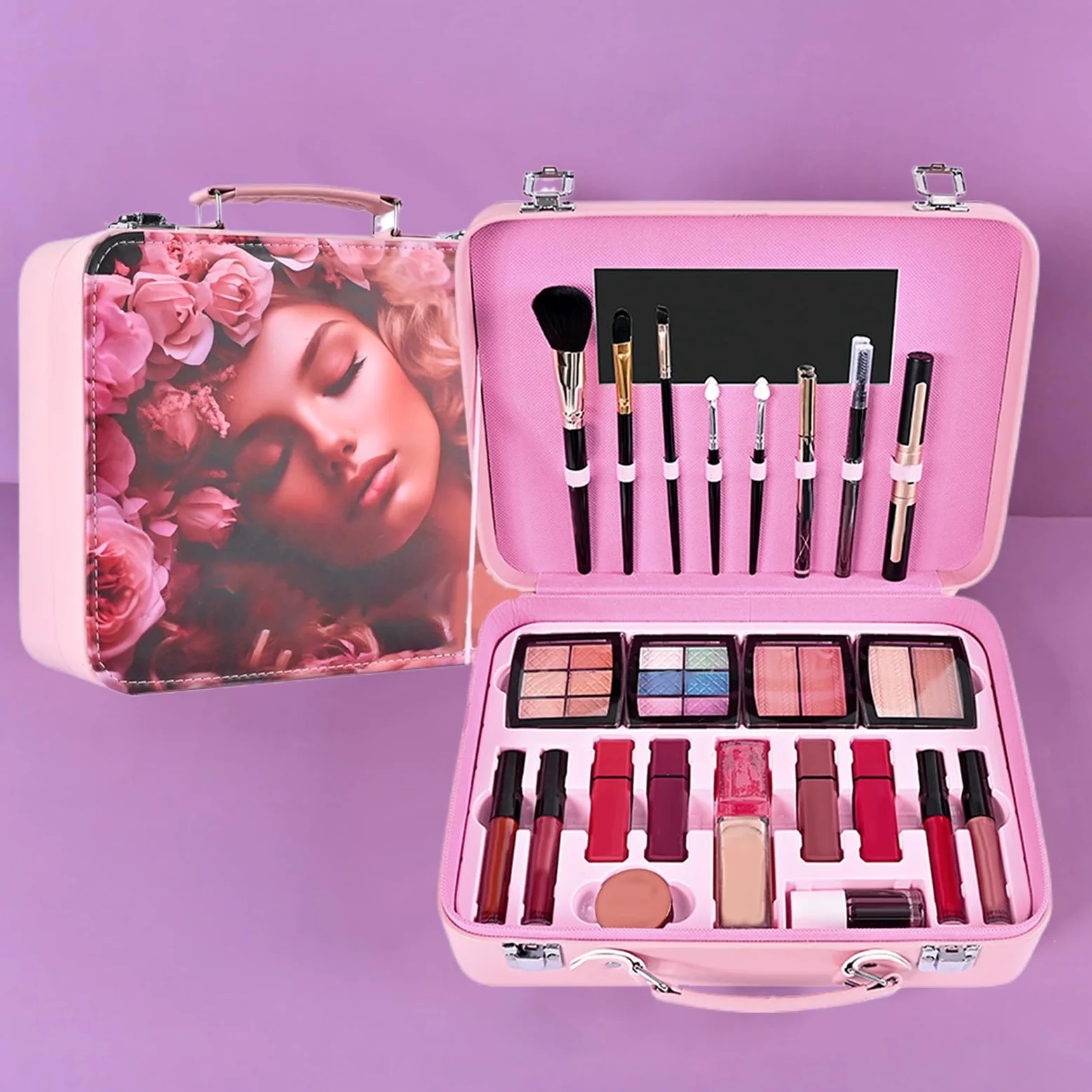 Colección De Maquillaje Para Mujeres Paleta Cosmética Portátil | Kit De Maquillaje Portátil Impermeable para Damas Madres Abuelas Novias Cumpleaños y Citas