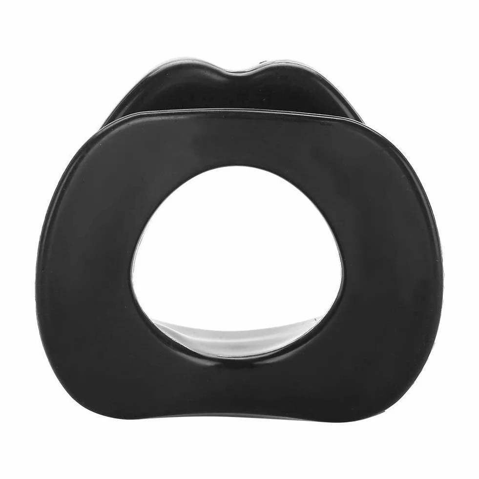 Entrenador de labios de silicona, ejercitador facial elevador, tensor muscular bucal antiarrugas (Negro)