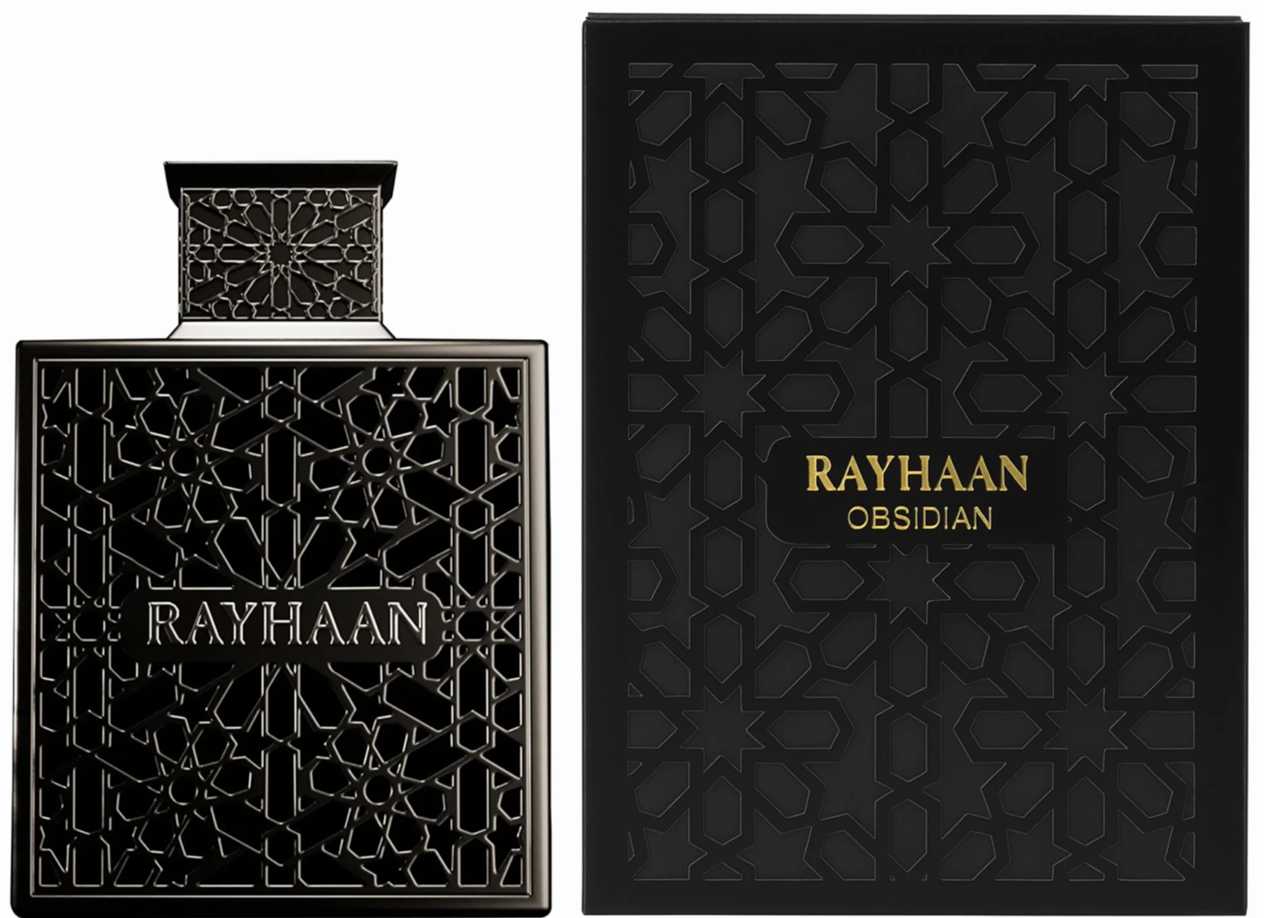 Rayhaan Obsidian Woody Spicy Amber - Eau de parfum para hombre, larga duración, 100 ml