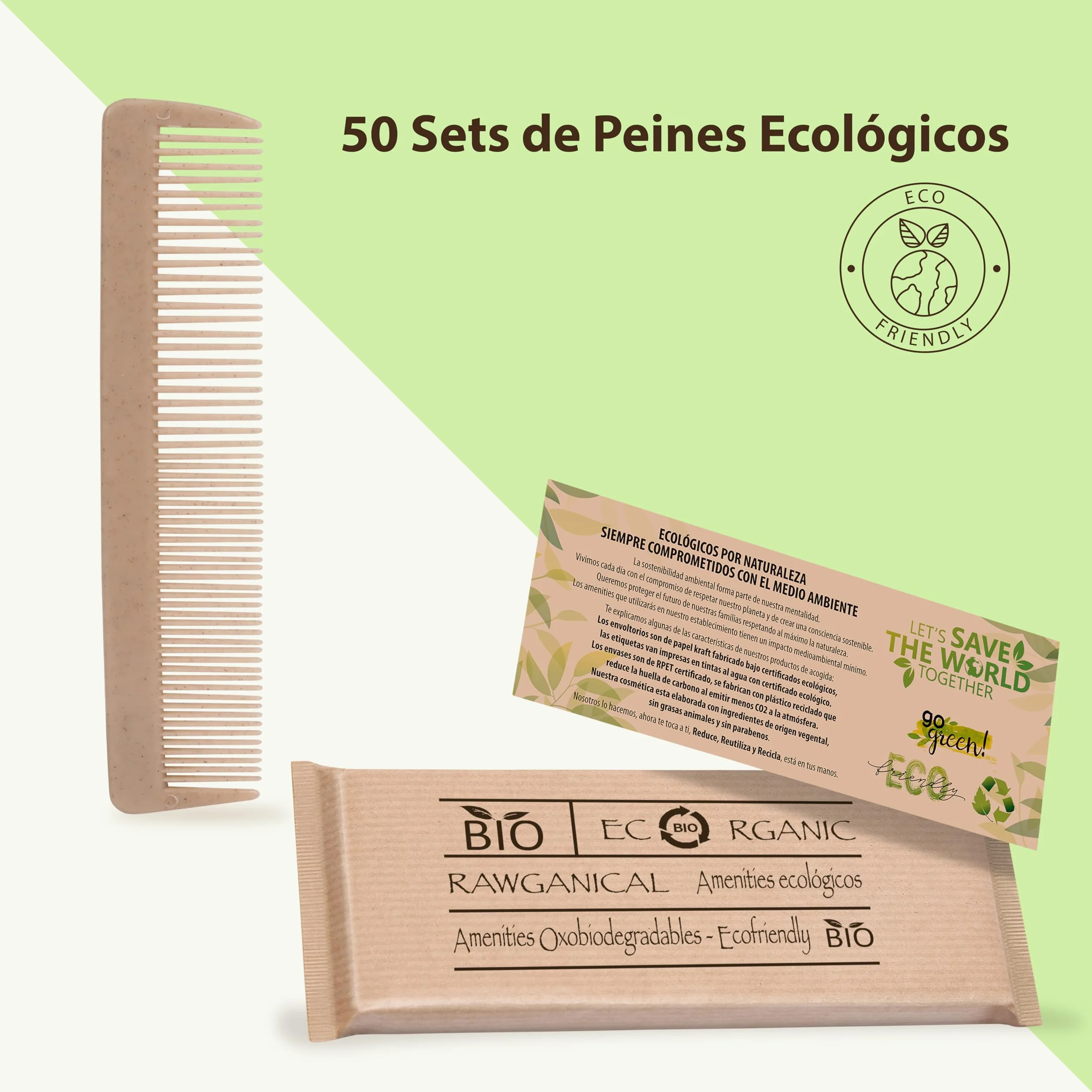 50 Kits de Peines Ecológicos para Hoteles, Viajes y Casas Rurales