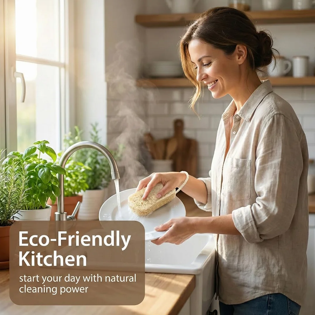 Estropajos Biodegradables de Luffa - Estropajo Ecologico Fibra de Coco Natural para Cocina
