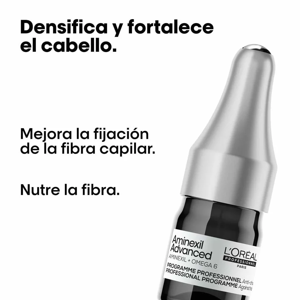 L'Oréal Professionnel, Tratamiento Anticaída para un Aspecto Más Denso y con Más Cuerpo, Aminexil Advanced, 10x6ml