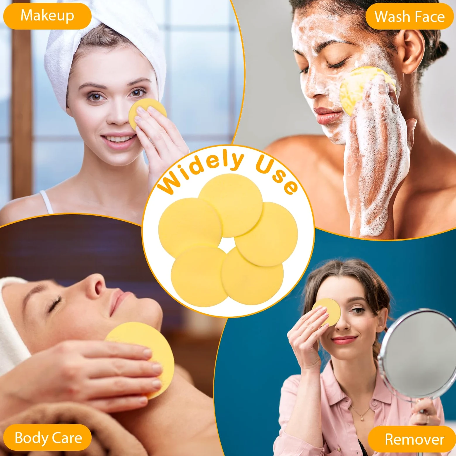 Luxiv - Esponjas faciales comprimidas, 240 + 1 unidad, esponja de cara redonda, esponjas profesionales comprimidas para eliminación de maquillaje para esteticistas, esponja facial, compresa,