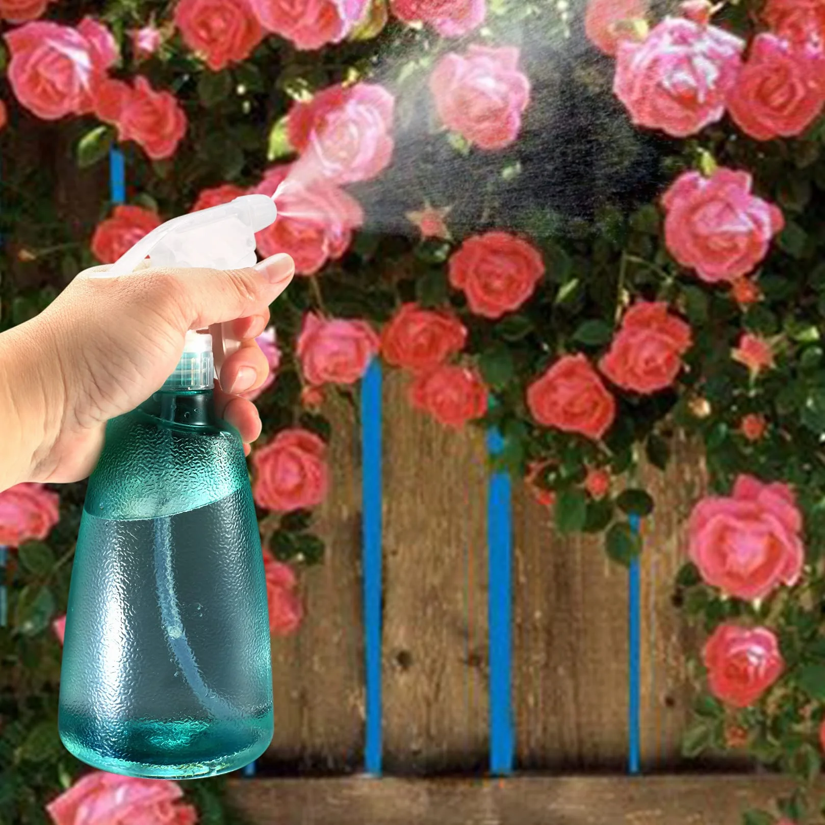 Botellas de pulverización 500 ml plástico para limpieza hogar jardín - rosa/verde
