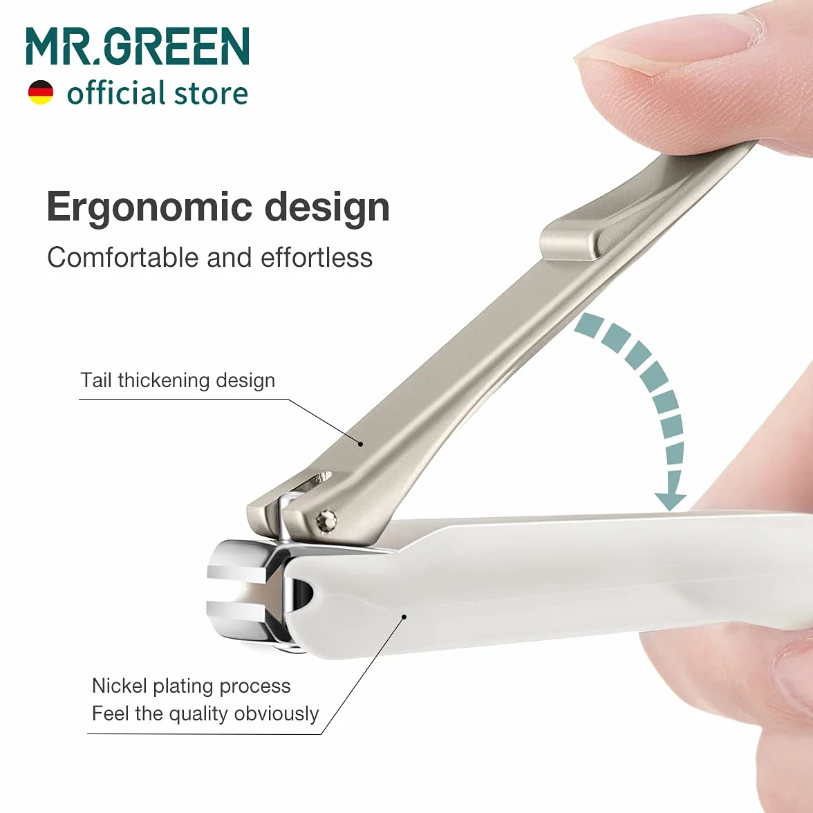 MR.GREEN Cortador de uñas acero inoxidable resistente a salpicaduras desmontable grande