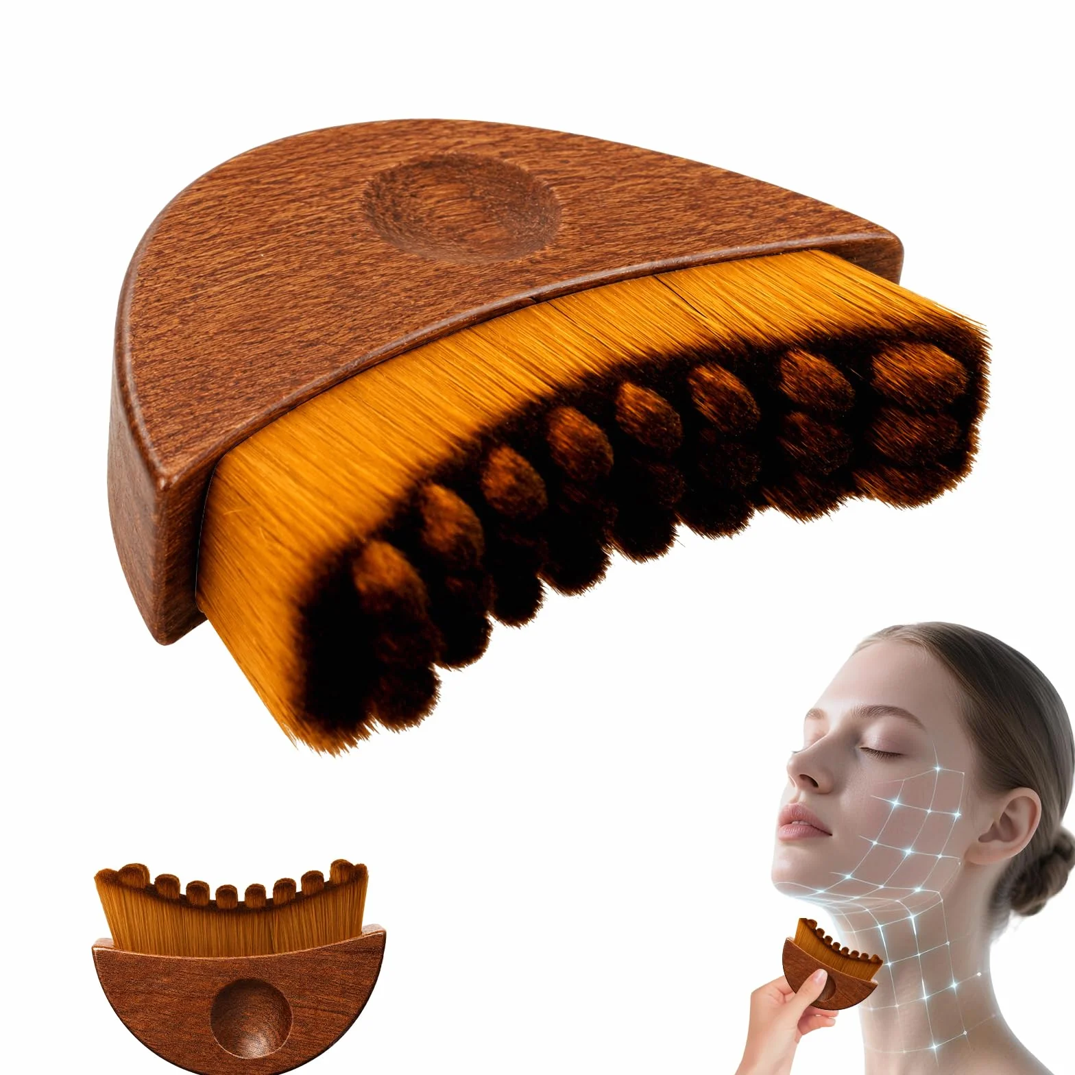 Cepillo Facial de Contorno Linfático, Drenaje Linfático, Cepillo Seco con Caja