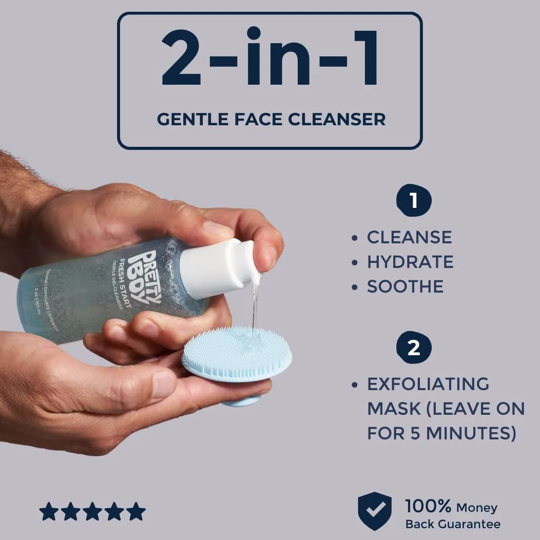 2 x Crema hidratante suave y limpiador facial para hombres, crema hidratante y limpiadora, refresca la piel seca, irritada y enrojecida