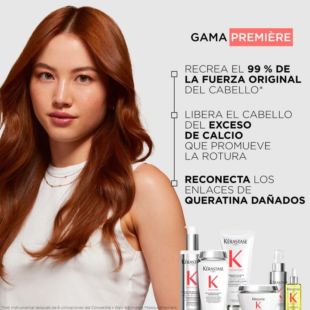 Kérastase, Première, Sérum reparador, Antiencrespamiento y protector térmico, Para cabello dañado, Sérum Réparateur Fondamental, 90 ml