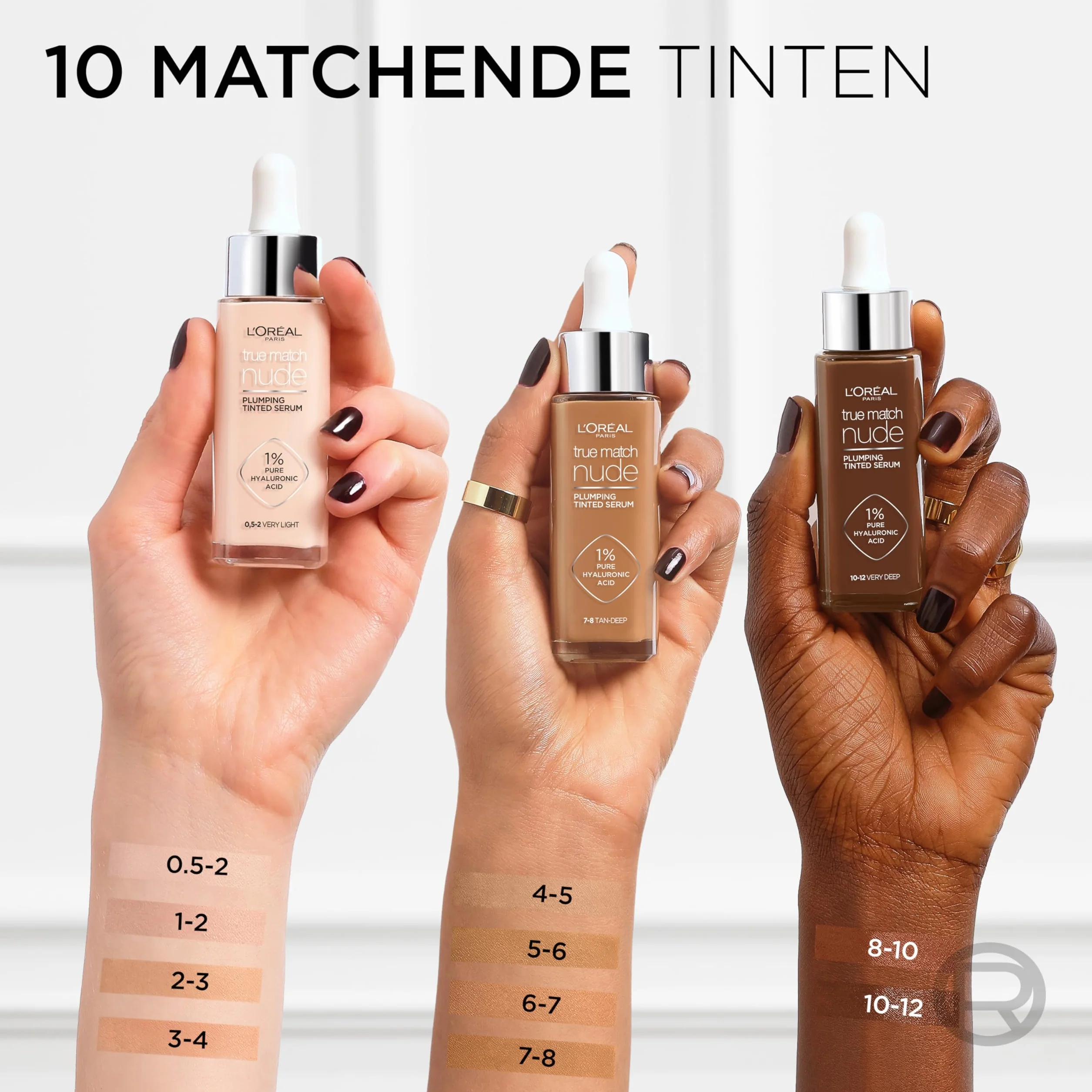 L'Oreal Paris True Match Base de suero tintado, 1% ácido hialurónico, hidratante, 30 ml, tono 6-7 bronceado