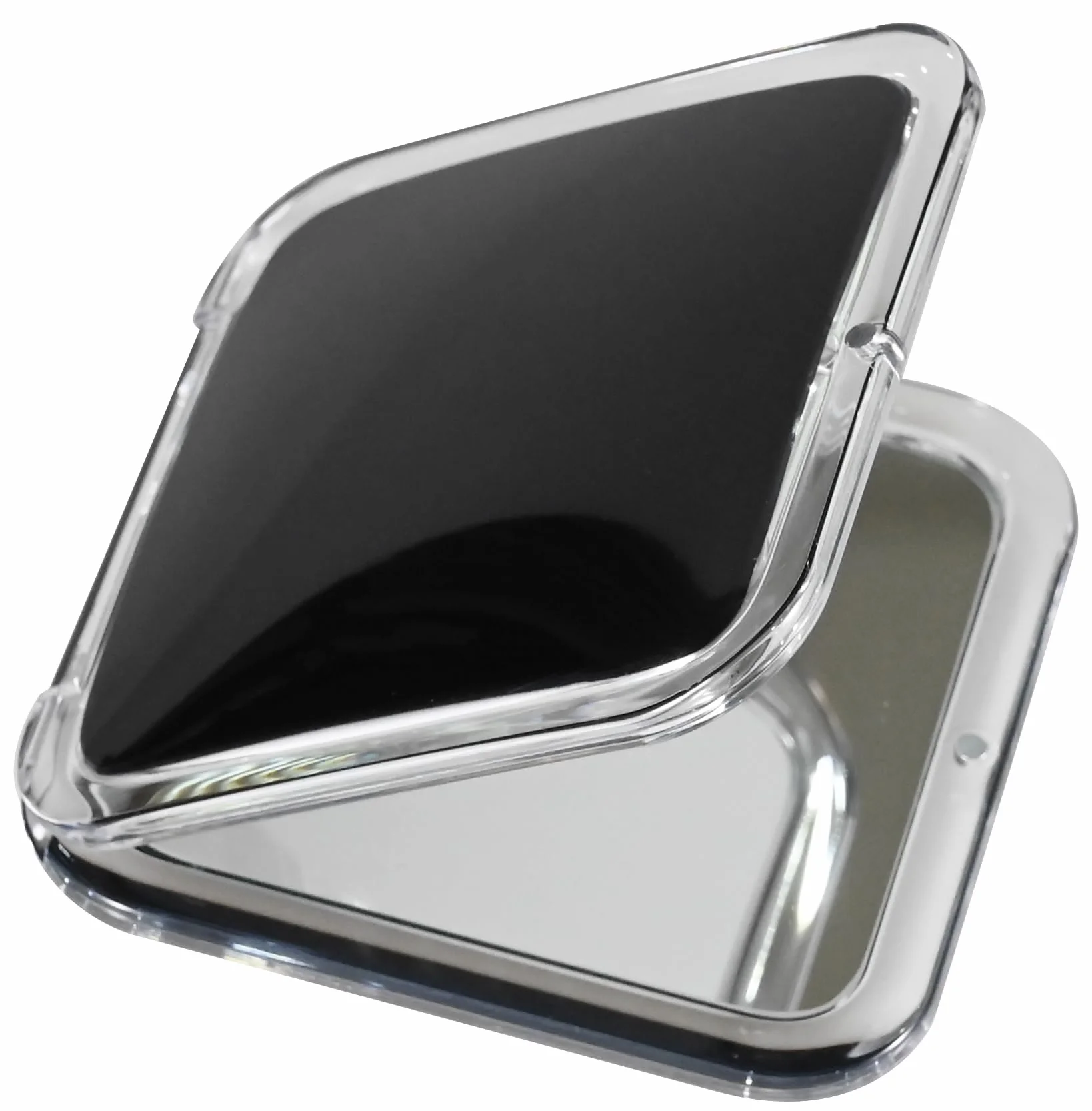Mirrorvana Espejo ampliador compacto 30X para viajes, cuadrado plegable, 8,4 x 8,4 cm, negro