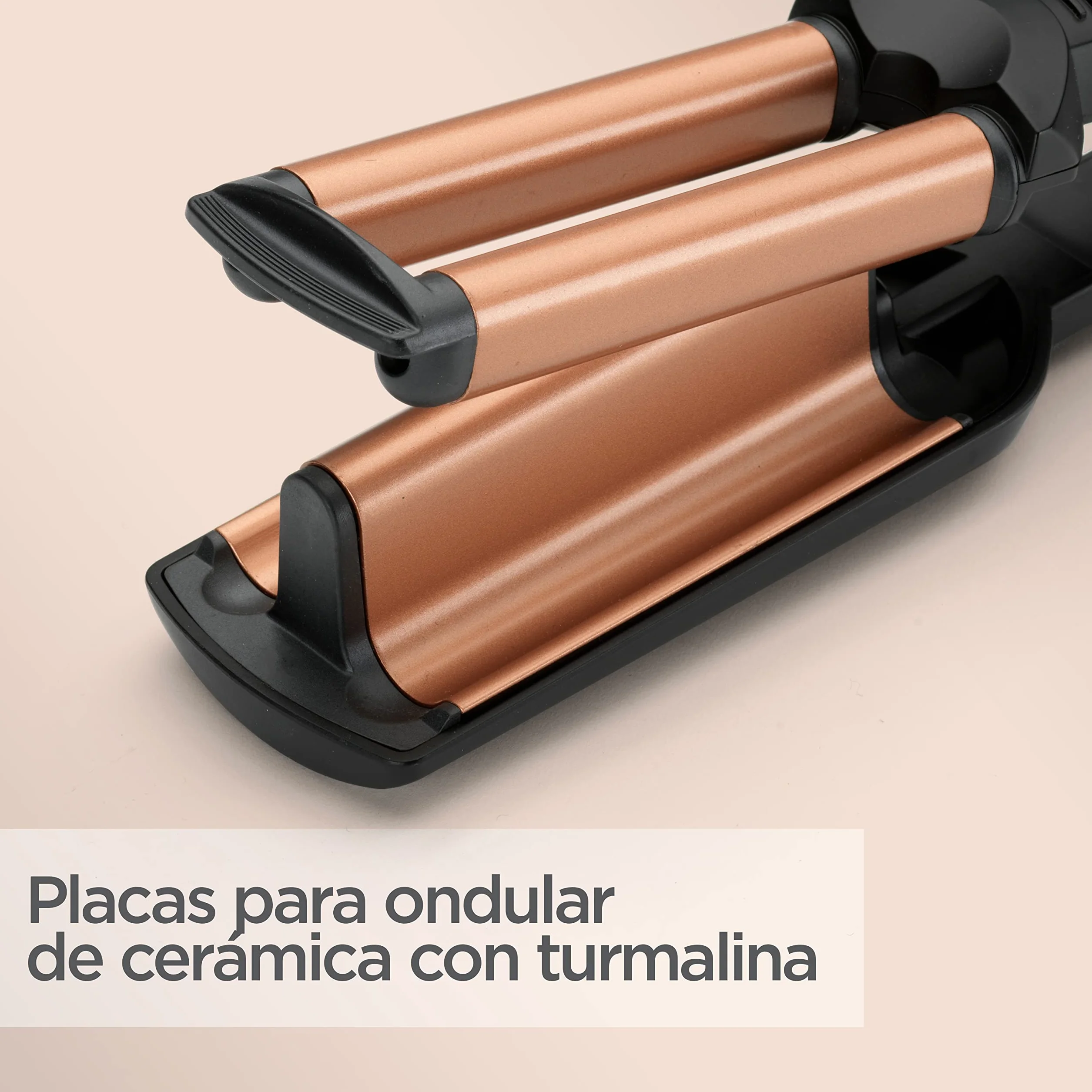 BaByliss Waver Ondas Suferas W2447E - Lokówka z ceramiką, 3 ustawienia ciepła 160°C-200°C, Czarne/Złote