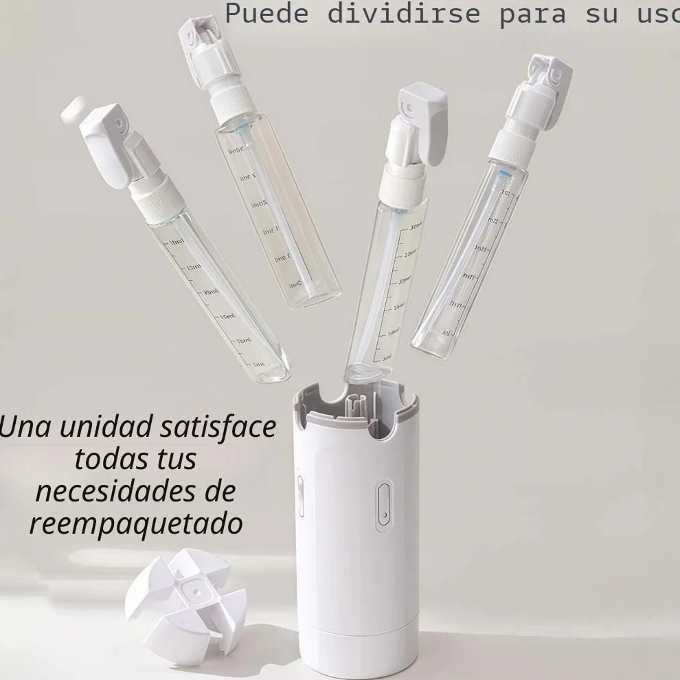 Set de botellas de viaje 4 en 1 rellenables a prueba de fugas para champú y loción