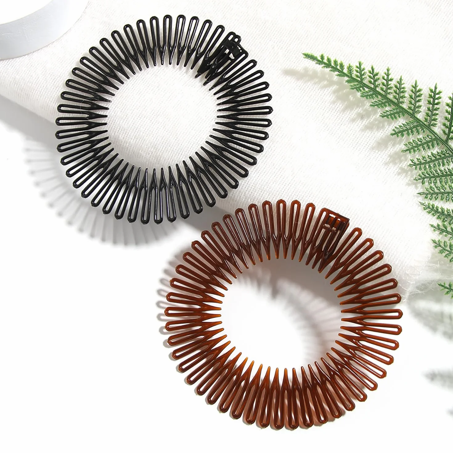 Peines de Estiramiento Circular Completo, Diadema Elástica Mujer, Bandas para Cabello Zigzag, Plástico