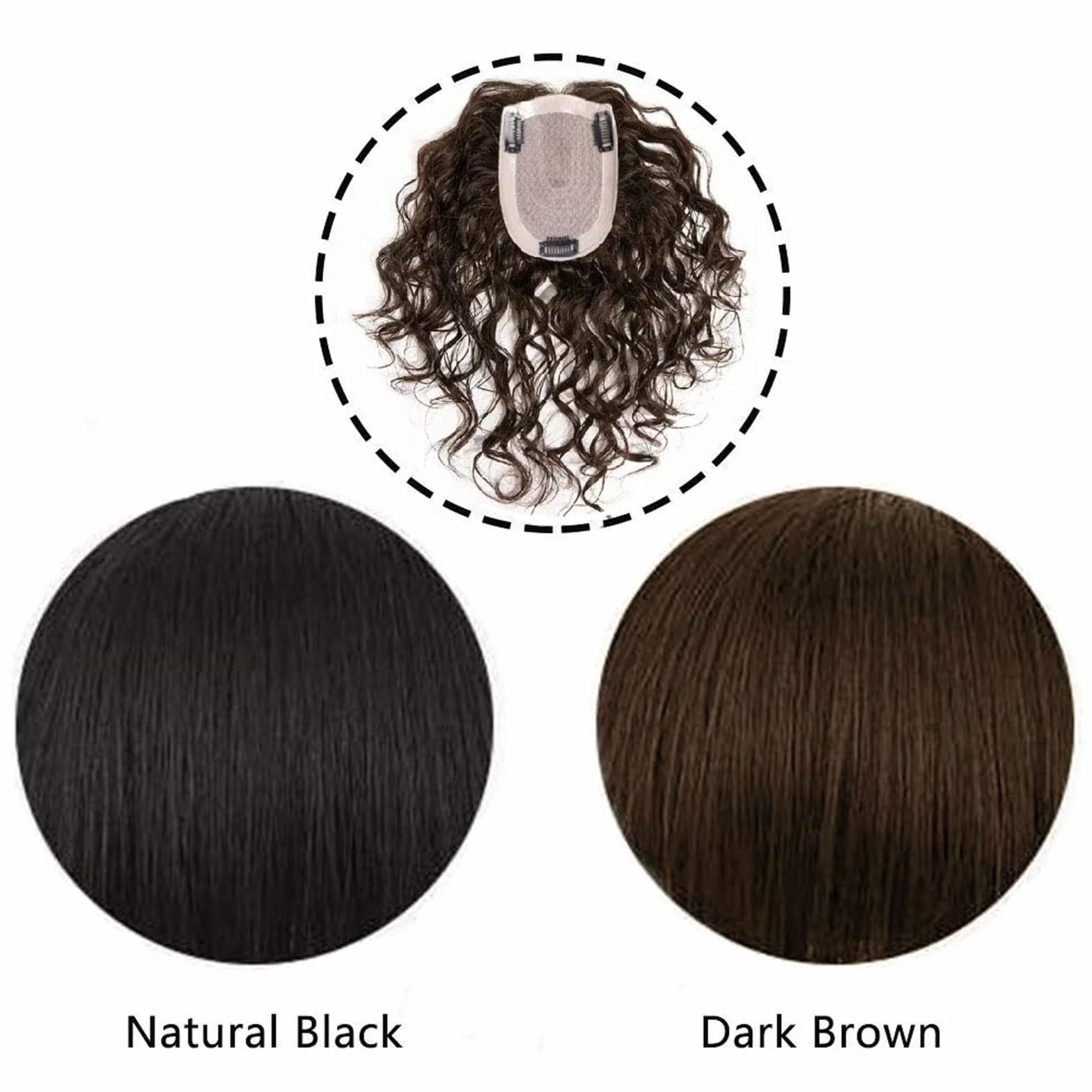 Postizo de cabello humano ondulado atado a mano en forma de U de 3.5x5.5", cobertura capilar para mujeres con cabello fino, postizo de reemplazo con clip de 16", extensiones de cabello humano rizado