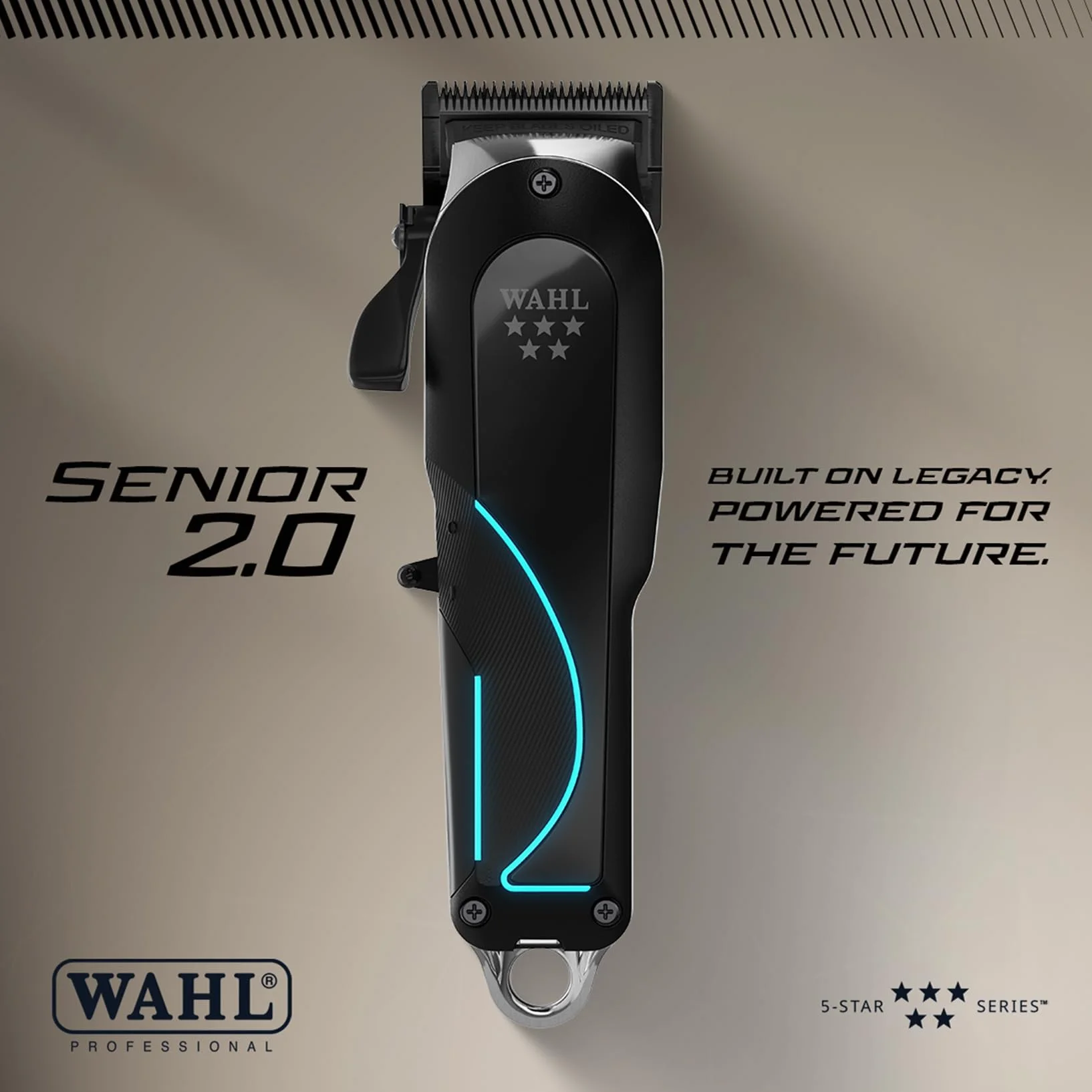 Wahl Senior 2.0 - Cortadora Profesional Inalámbrica para Barberos - Motor 8000 RPM con Control Adaptativo - Cuchilla DLC Zero Gap - Hasta 2,5 Horas de Uso - Con Base de Carga