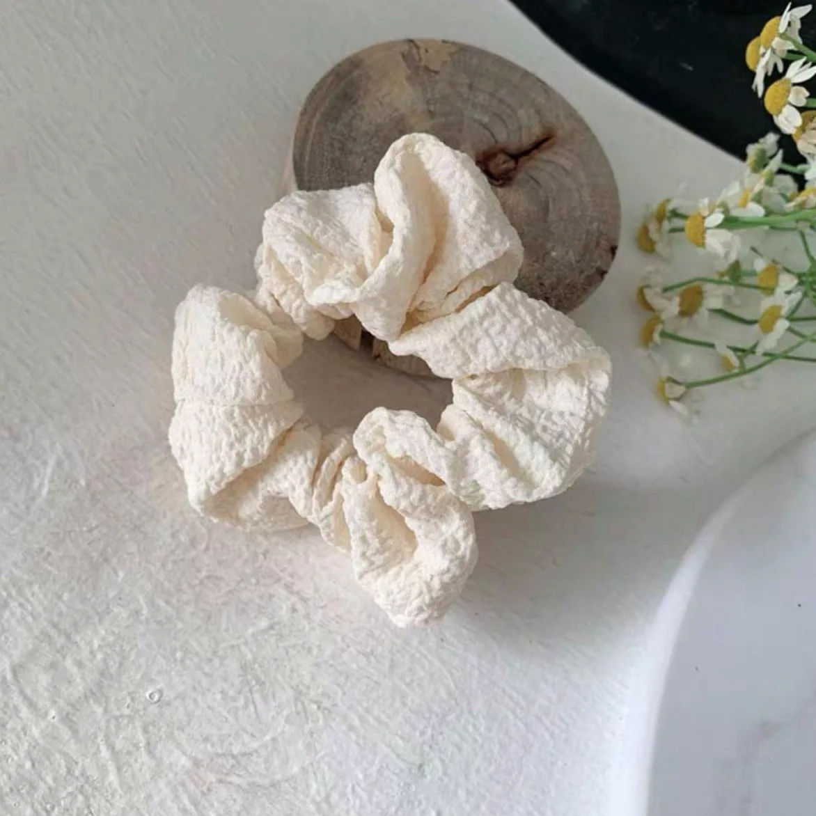 ACiyD Sólido elástico Scrunchie Hair Ties Bandas de Goma para Mujeres niñas Sport Gym Hair Scrunchies Holder Hair Accessories-Bean Paste Powder (Beige)
