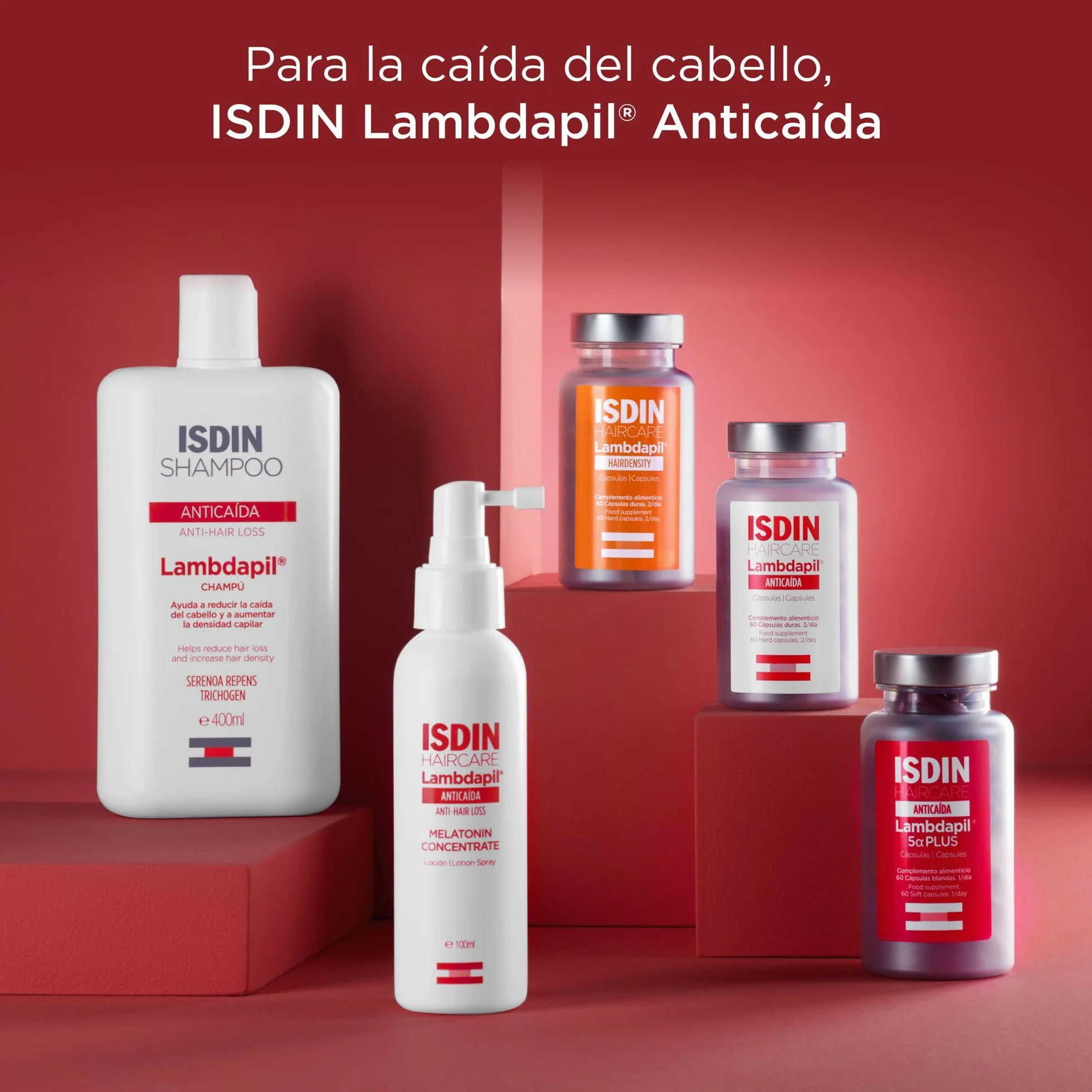 ISDIN HAIRCARE ANTICAÍDA LambdapilAnticaída Loción, Loción Anticaída Que Ayuda A Reforzar El Cabello Y Reducir Su Caída, Mejora El Volumen, Con Melatonina, Biotina y Adenosina - 100 ml