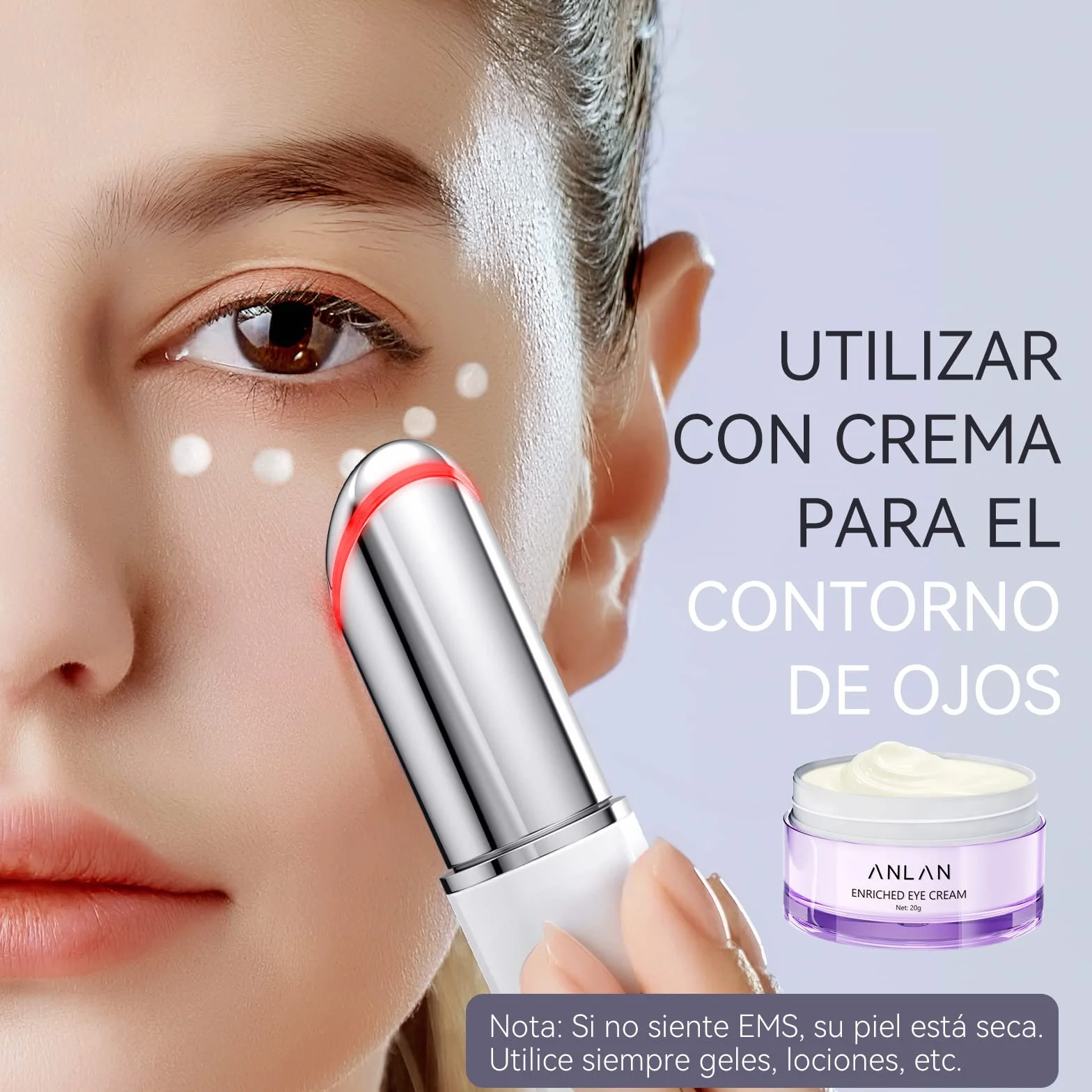 ANLAN Masajeador de Ojos, EMS Dispositivo de Ojos Antiarrugas y Antiedad, Luz Roja& Azu de LED Terapia, 40 ℃ Compresa Caliente, Mejora Ojeras, Bolsas, Hinchazón, Arrugas, Contorno de Ojos