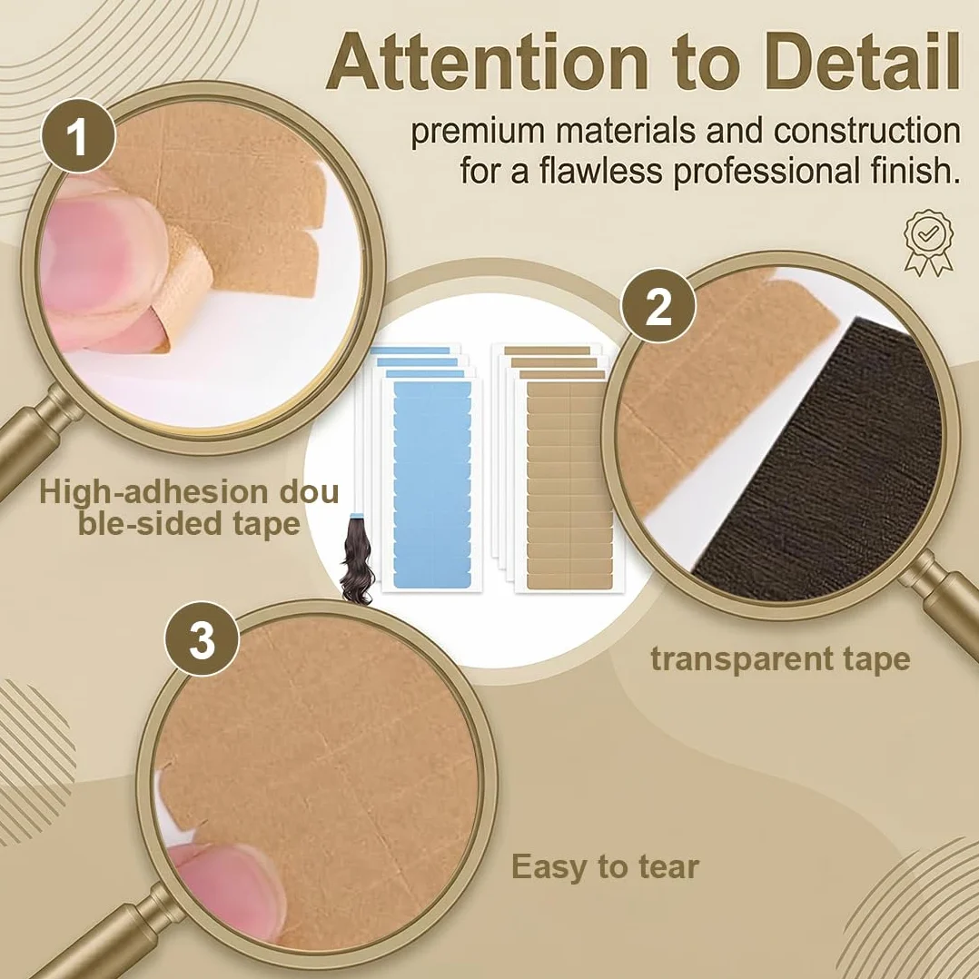 Cinta Adhesiva Doble Cara Profesional Para Extensión De Cabello Natural 120 Piezas