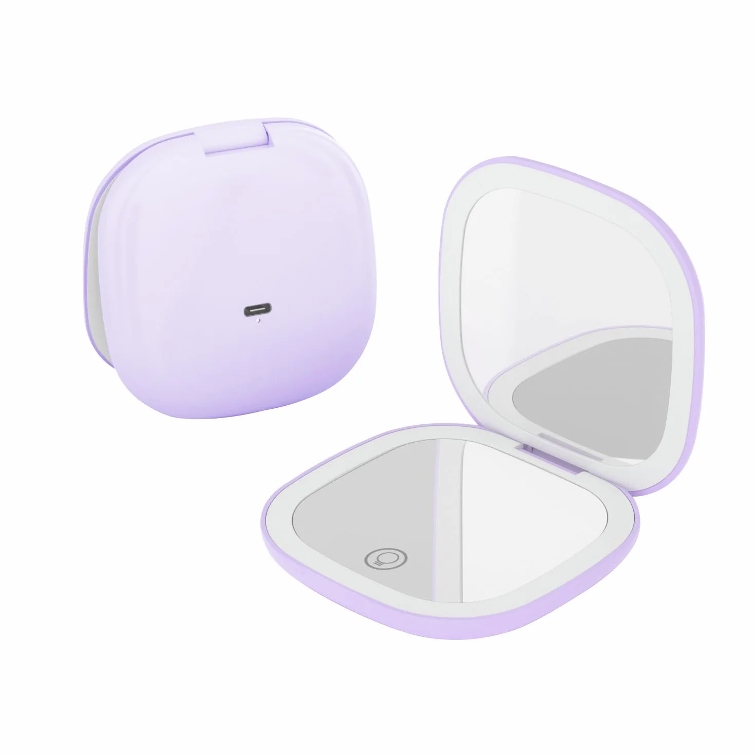 QUMOX Espejo de Maquillaje Compacto con Luz 10X Recargable USB-C LED 3 Modos de Color Brillo Regulable