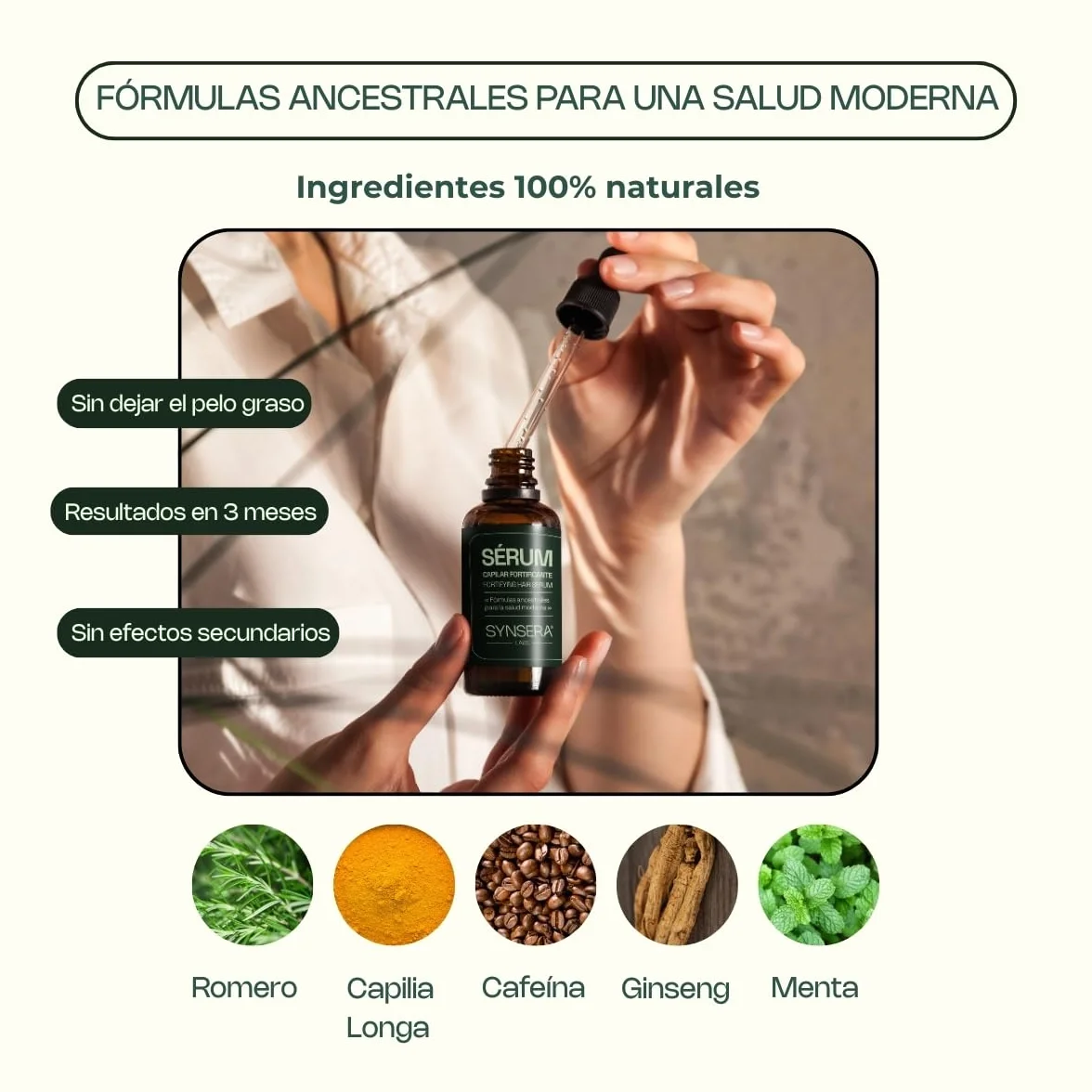 SYNSERA Sérum Capilar Fortificante Anticaída 30 ml con Cafeína Capilia Longa Romero Ginseng