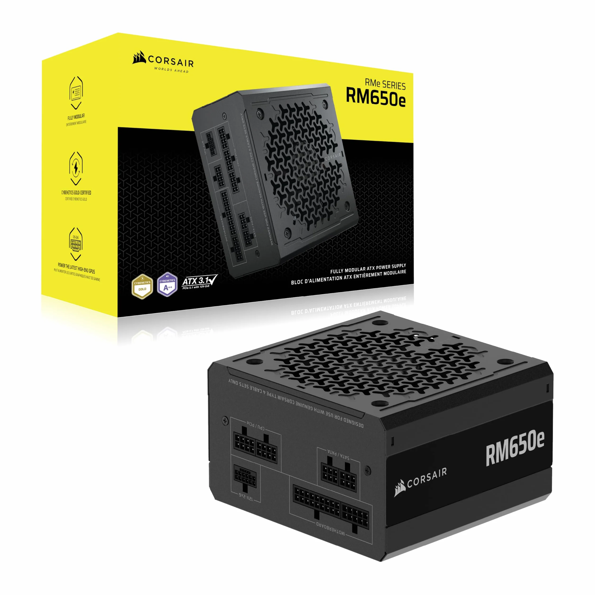 CORSAIR RM650e (2025) Fuente de alimentación ATX Modular 650W Cybenetics Gold PCIe 5.1 ATX 3.1 Negro