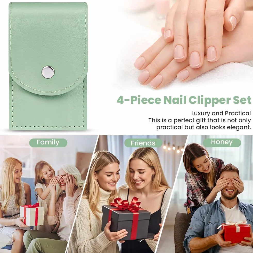 Set de Manicura y Pedicura Profesional 4 Piezas Acero Inoxidable con Pinzas y Tijeras