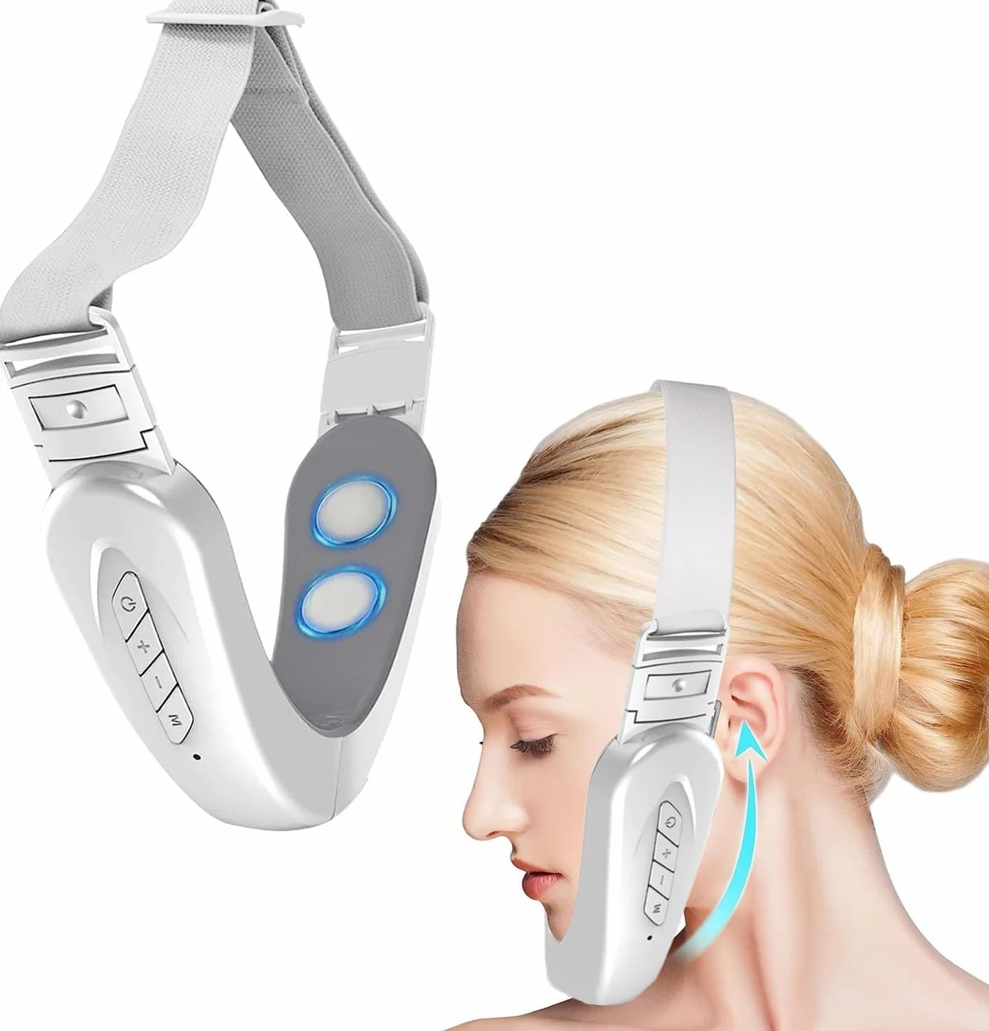 Reductor de Papada Lifting, EMS Masajeador Facial Eléctrico V Cuchillo de Belleza 6 Modos 12 Niveles