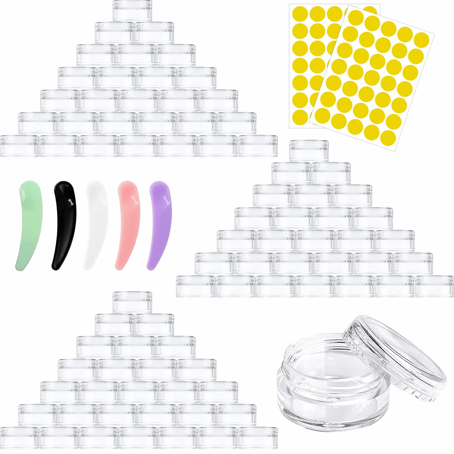 Tarros de Plástico 5g/5ml 100 Piezas Envases Cosmético de Viaje Pequeños Transparente con Tapas