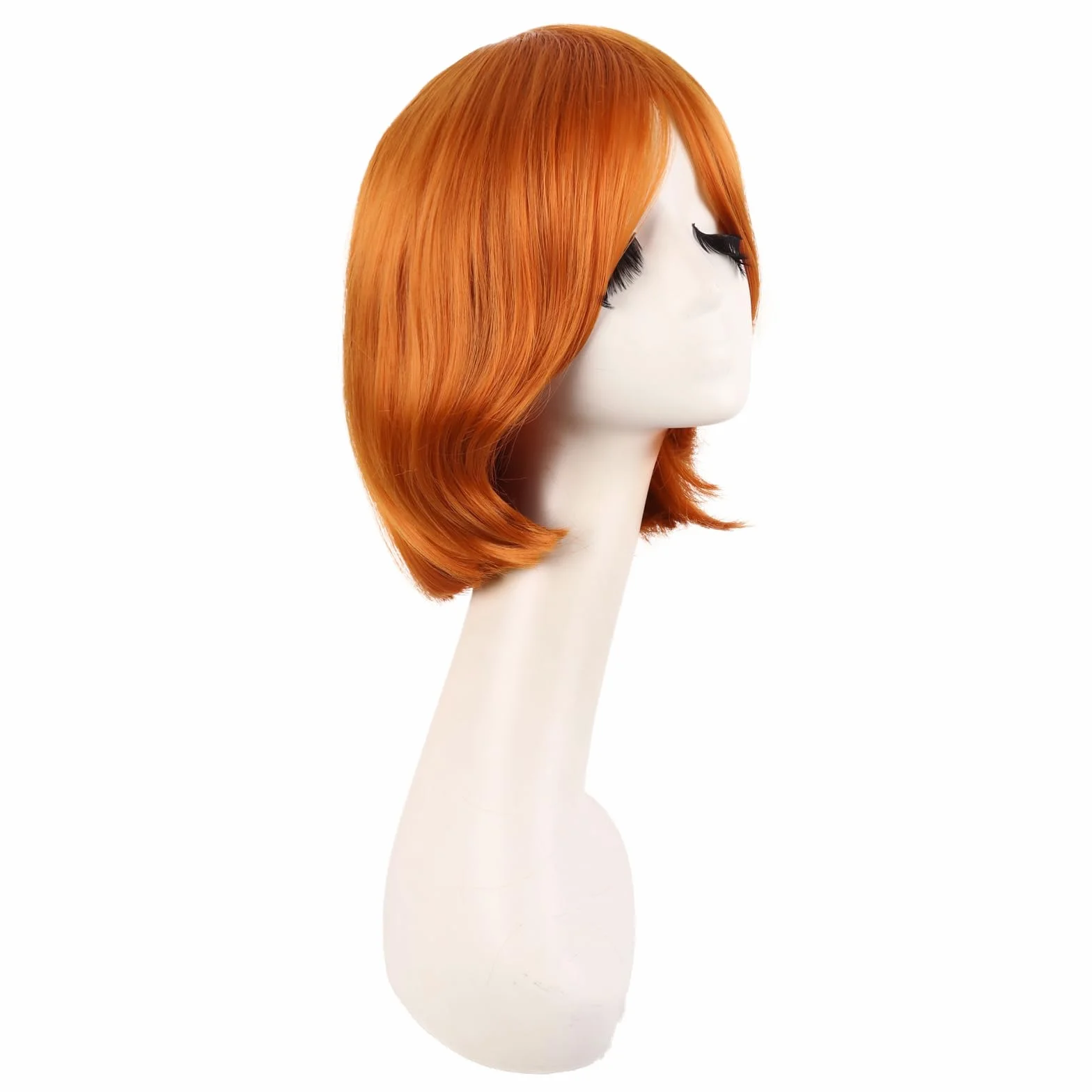 MapofBeauty 30 cm Heat Resistente Peluca Corto Lacio Ligero Naranja