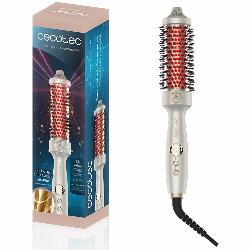 Cepillo Térmico Alisador y Moldeador de Puntas Cecotec InstantCare ThermoGlow 70W 5 Temperaturas 38mm Apagado Automático