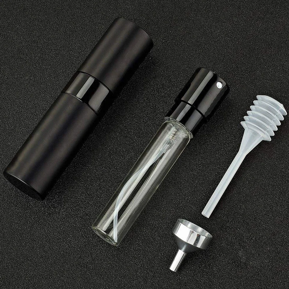 Toureal Atomizador Perfume Recargable 8ml Miniatura Pulverizador Portátil 3PCS Negro Azul Plata