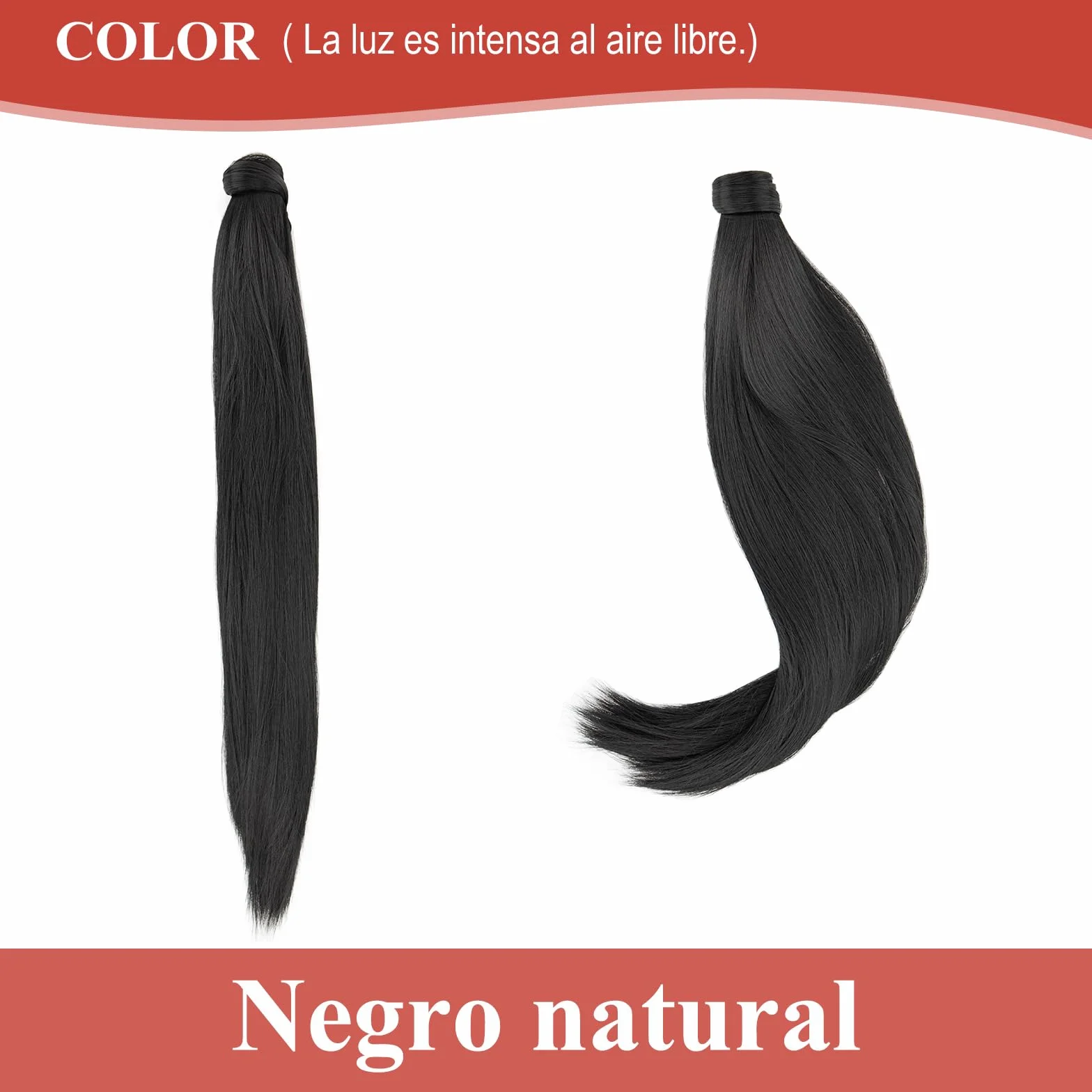 Coleta Postiza Extensiones Pelo Natural 70 cm Liso Cabello Sintético para Mujeres