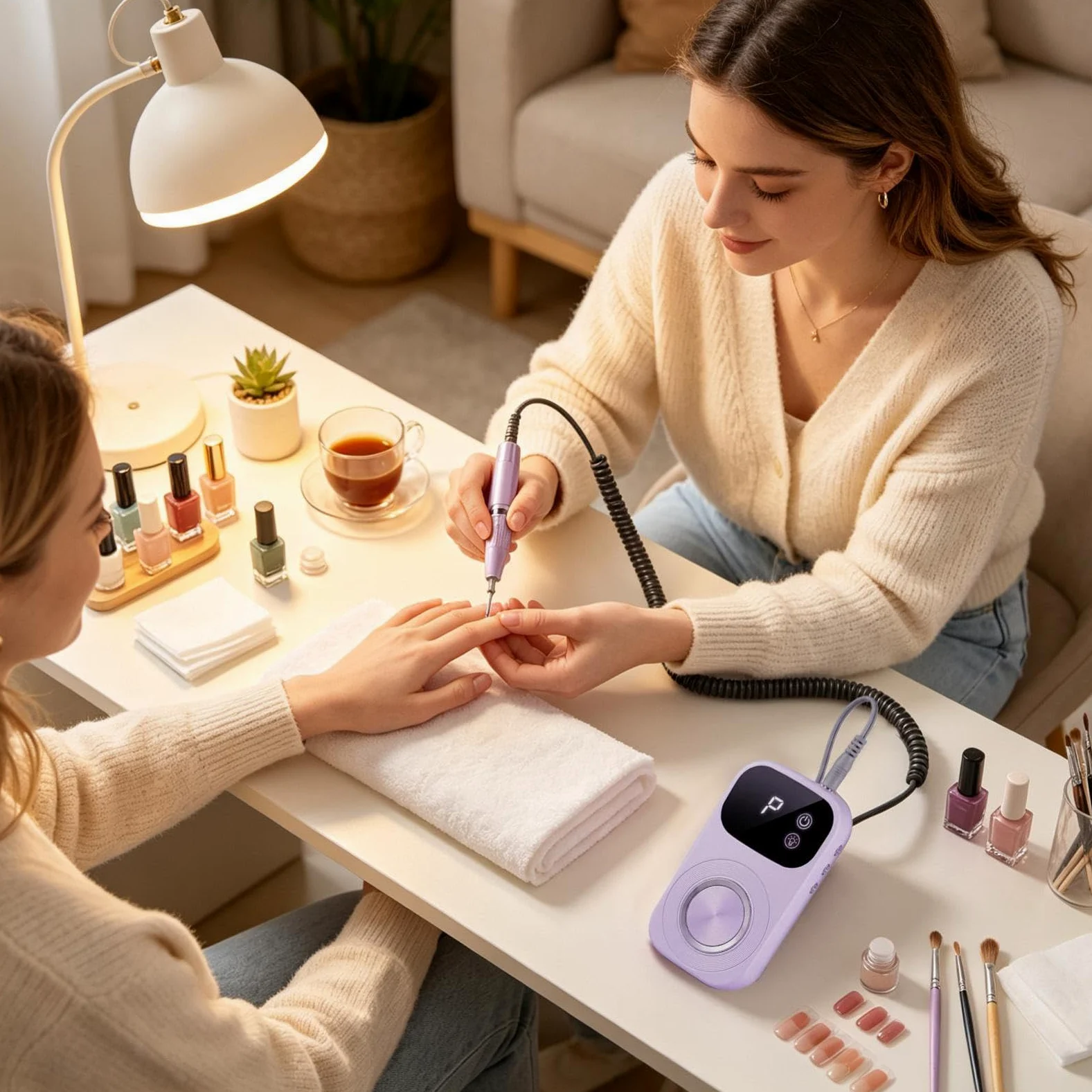 Taladro de de uñas portátil, recargable, silencioso, herramientas de manicura | Máquina de limar de gel de pedicura para mujeres, principiantes, manicura profesional, uñas de gel acrílico