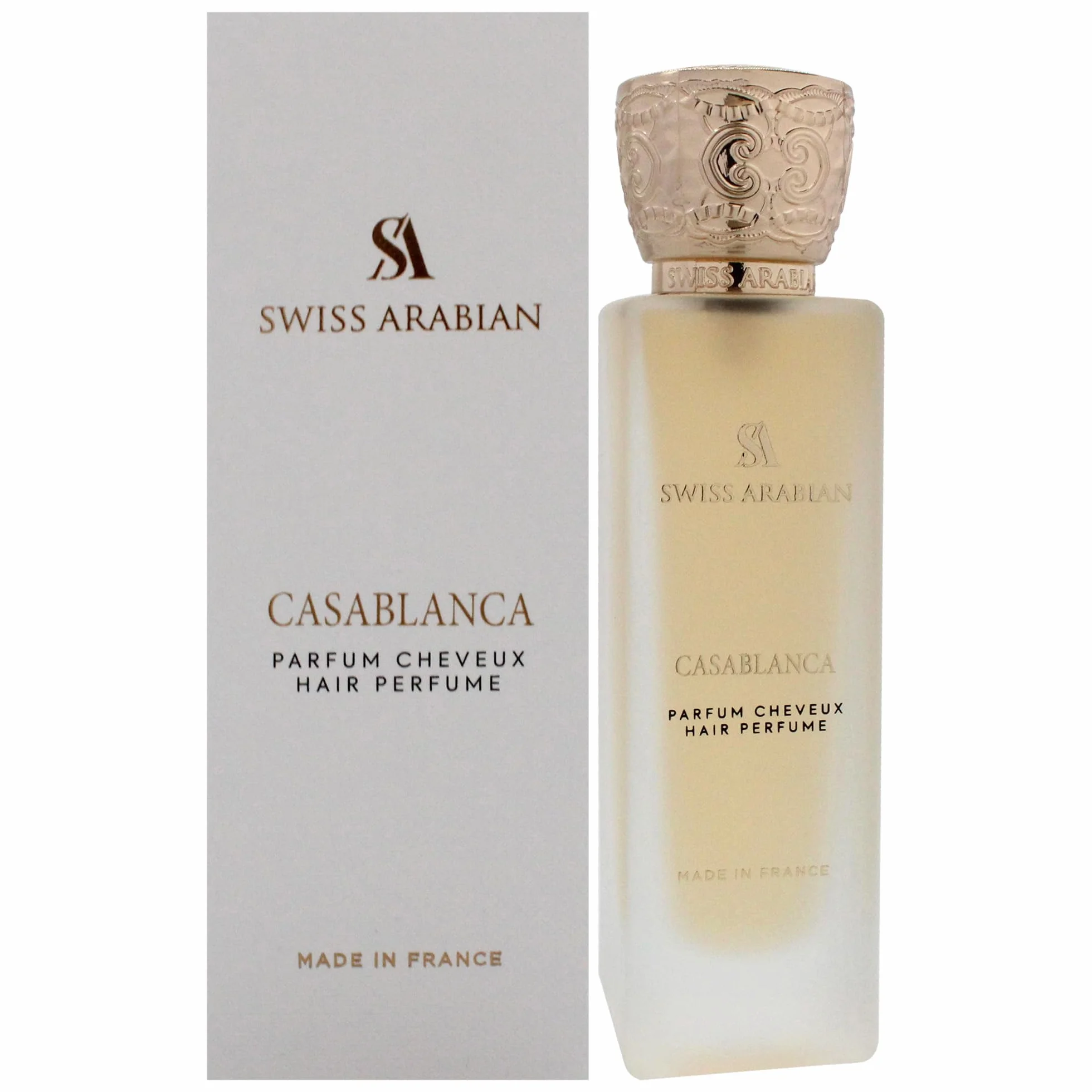 Swiss Arabian Casablanca Spray capilar 50ML fragancia afrutada floral almizclada manzana pachulí ámbar brillo nutritivo protección UV