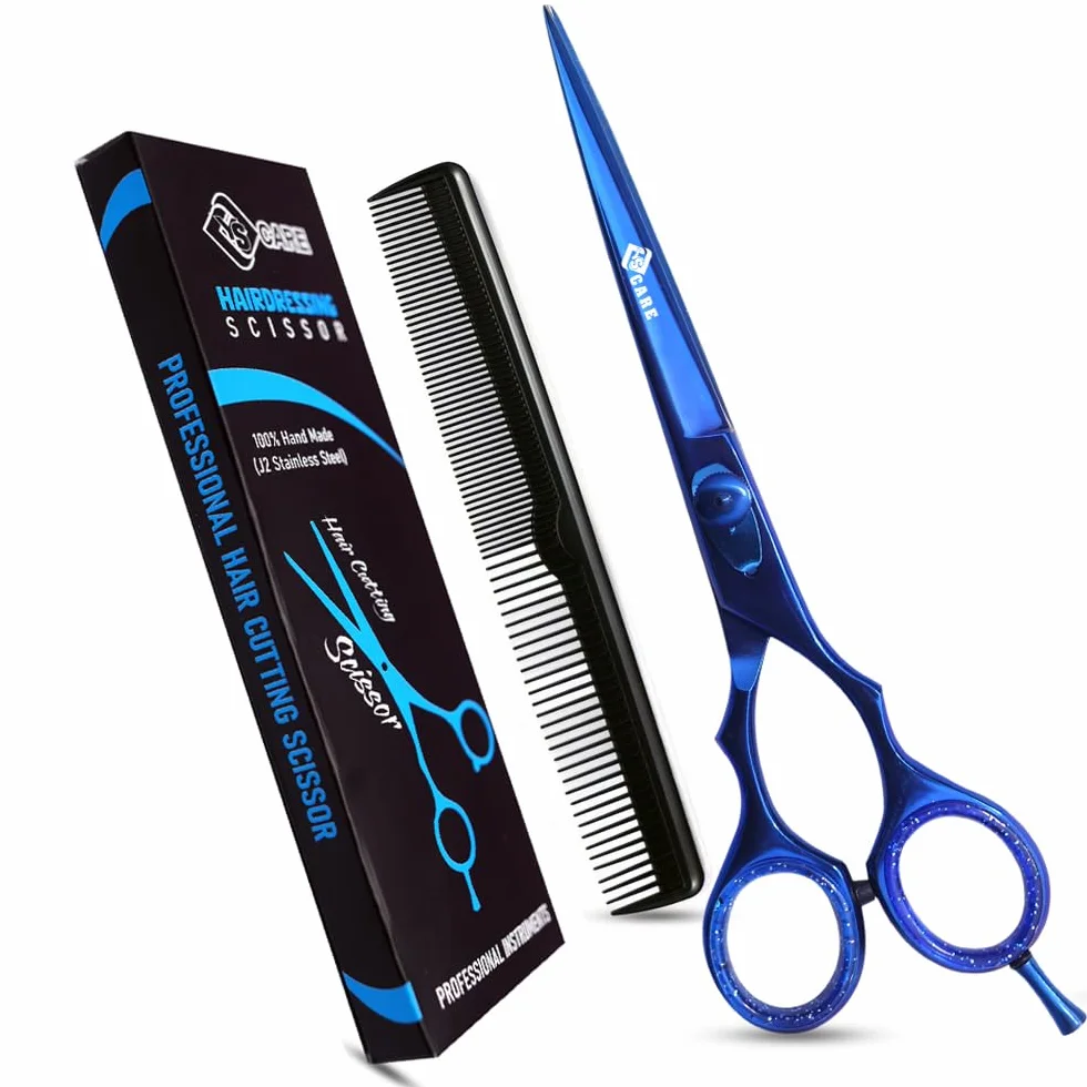 Tijeras de Peluqueria Profesional Acero Inoxidable 6.5 Pulgadas Azul