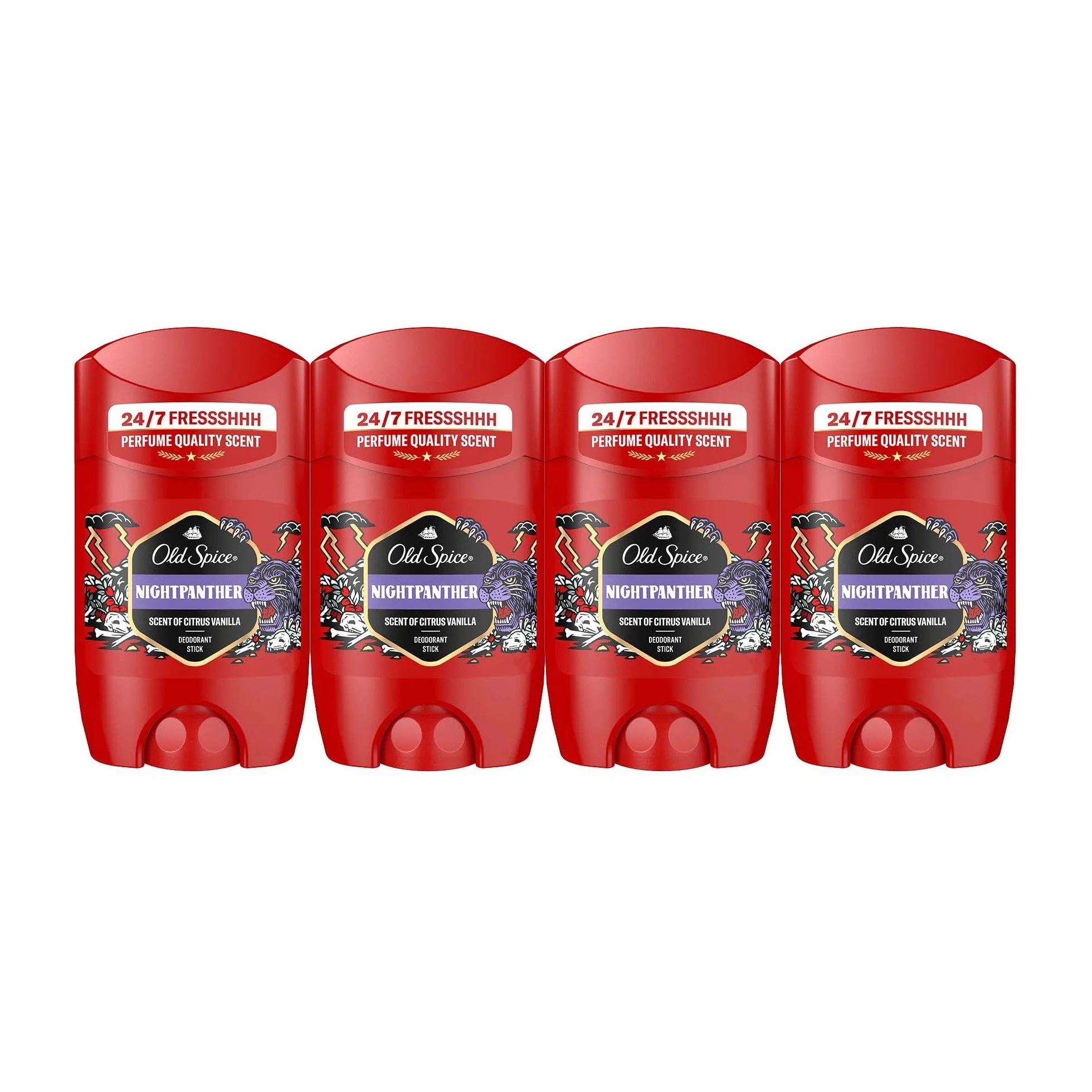 Old Spice Night Panther Desodorante en Barra 4x50ml, Fresco 24 Horas, Protección Contra el Mal Olor