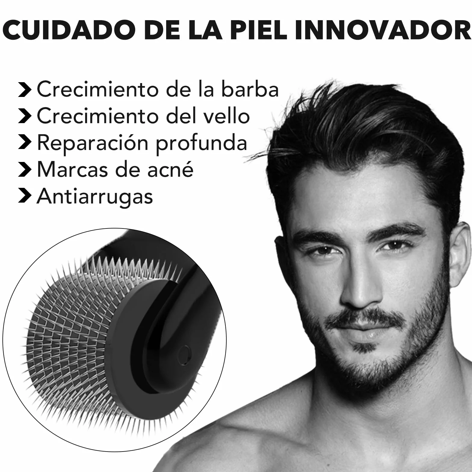 Derma Roller Cabello 0.5mm Microneedling para Crecimiento Barba y Cabello