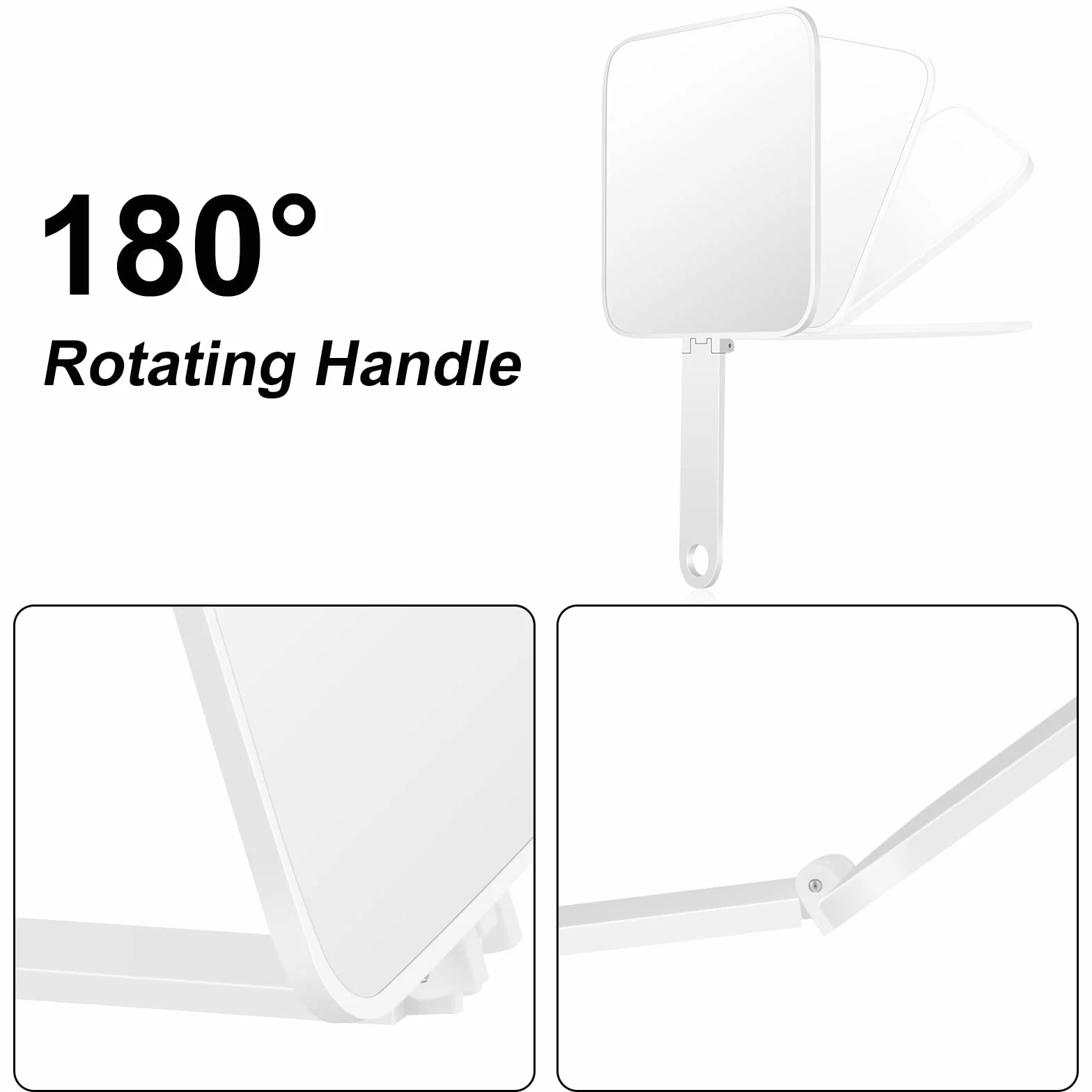 OSDUE Espejo de Mano 180° Plegable, Pequeño y Portátil Mango Ergonómico para Maquillaje