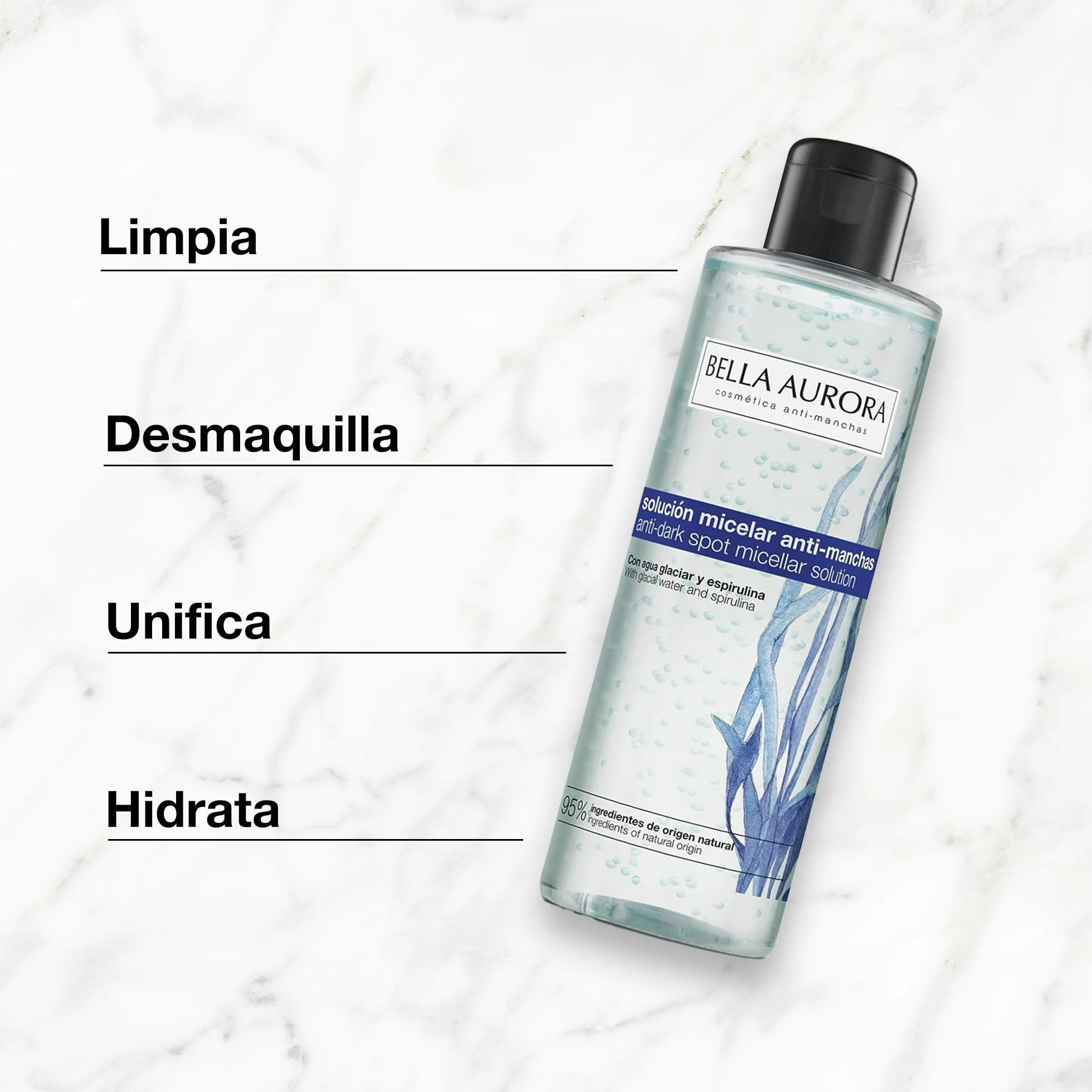 Agua Micelar 200 ml Anti-Manchas Anti-Edad Desmaquillante Rostro Limpieza Facial Refresca Hidrata Aclara Piel