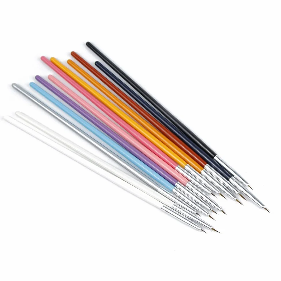N/A 12 unids/lote de pinceles de diseño de pincel de arte de uñas pluma detalles finos delineador puntas dibujo pintura conjunto WolFum
