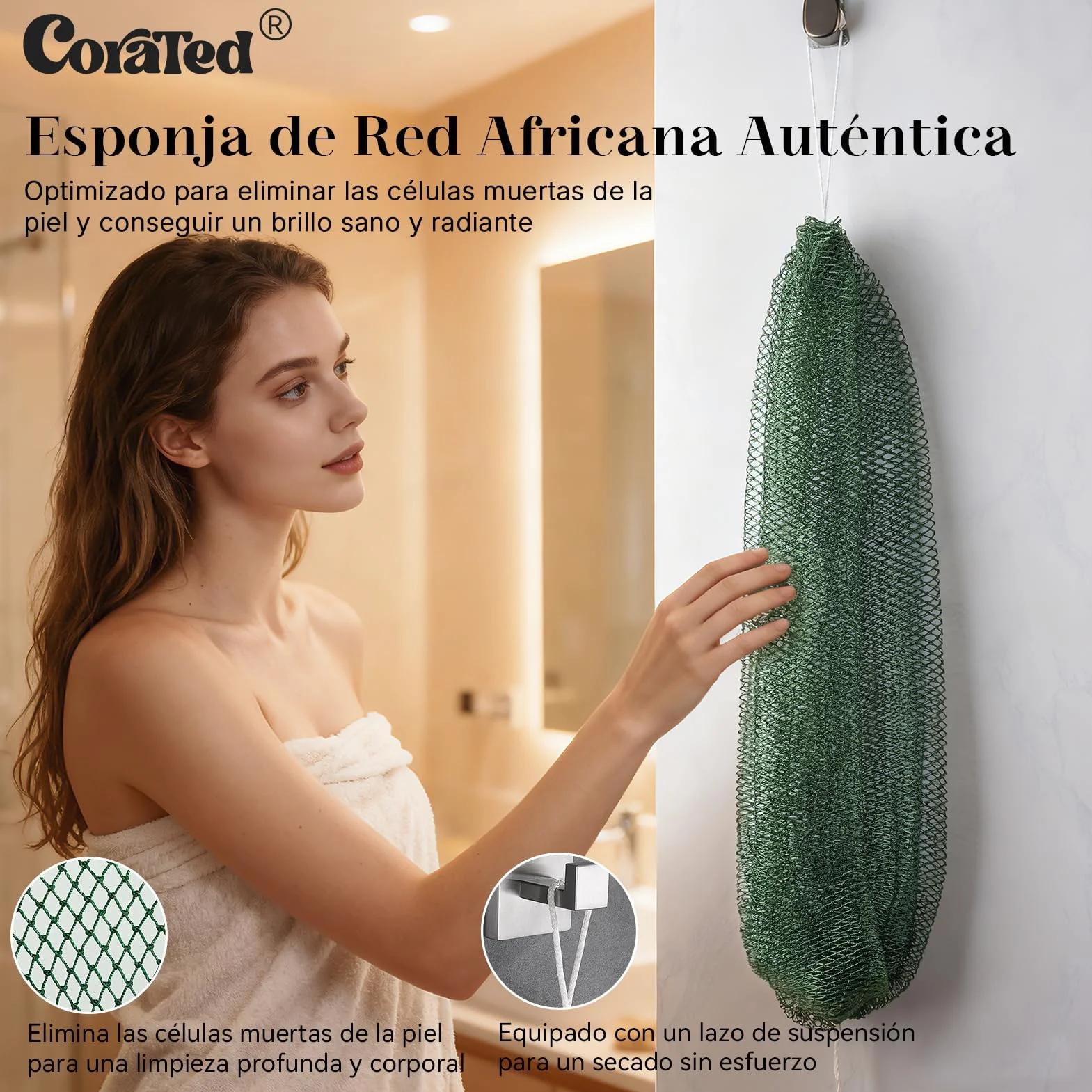 Esponja de Red Exfoliante Africana CORATED, 2 Piezas para Baño y Ducha